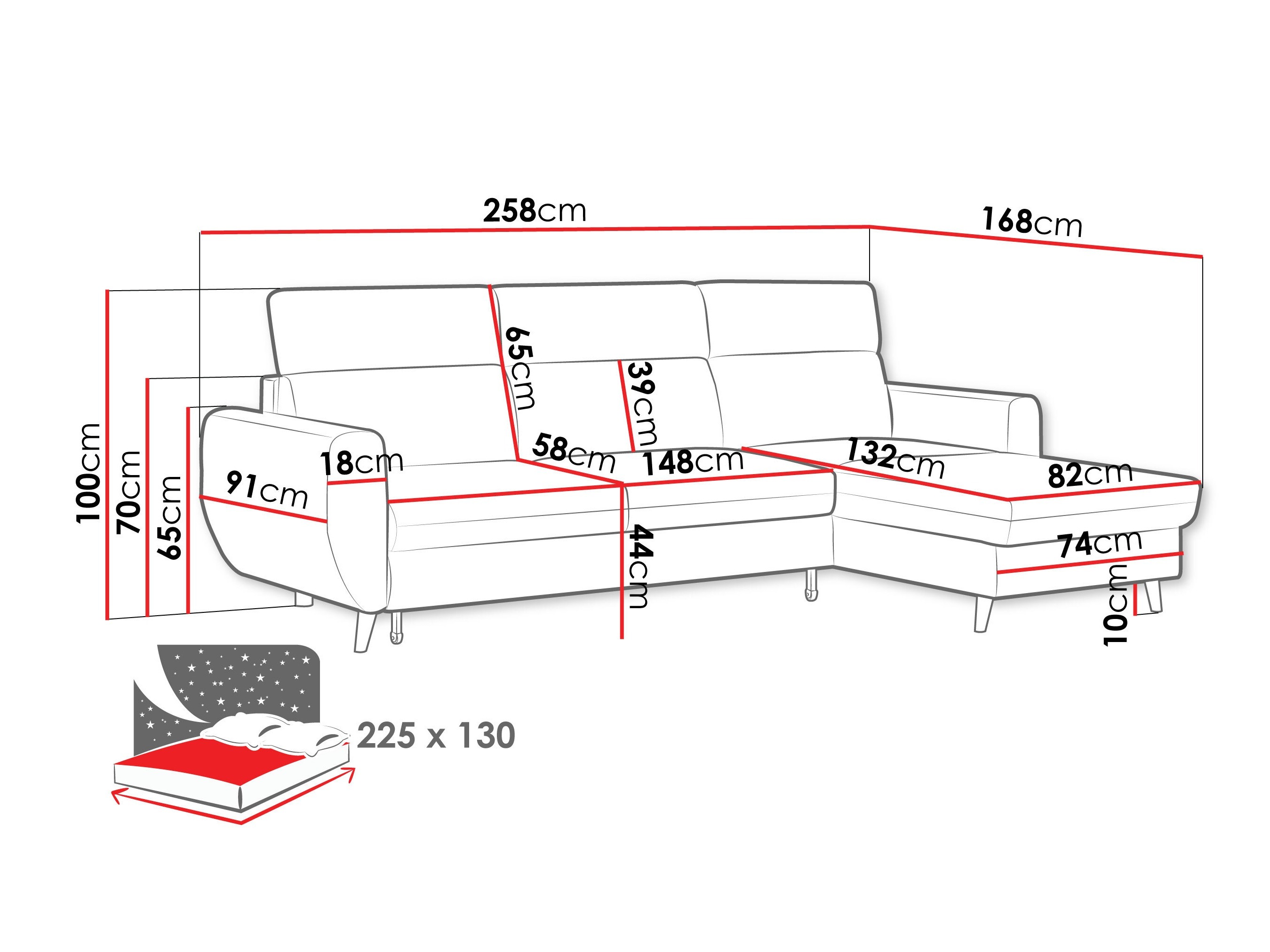 Ecksofa Temple 132 (Cruz 35)