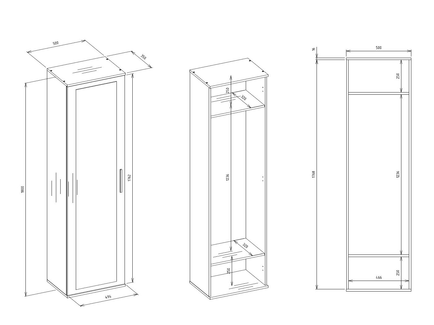 Kleiderschrank Mandeville 127 (Matt weiss)
