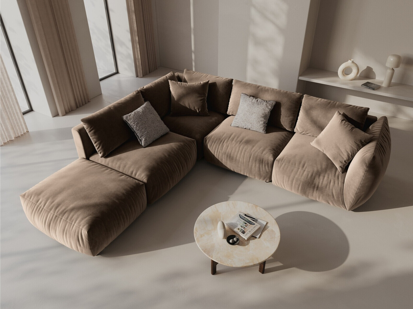 Modulares Ecksofa Ruvmone 108 (Casino Taupe)