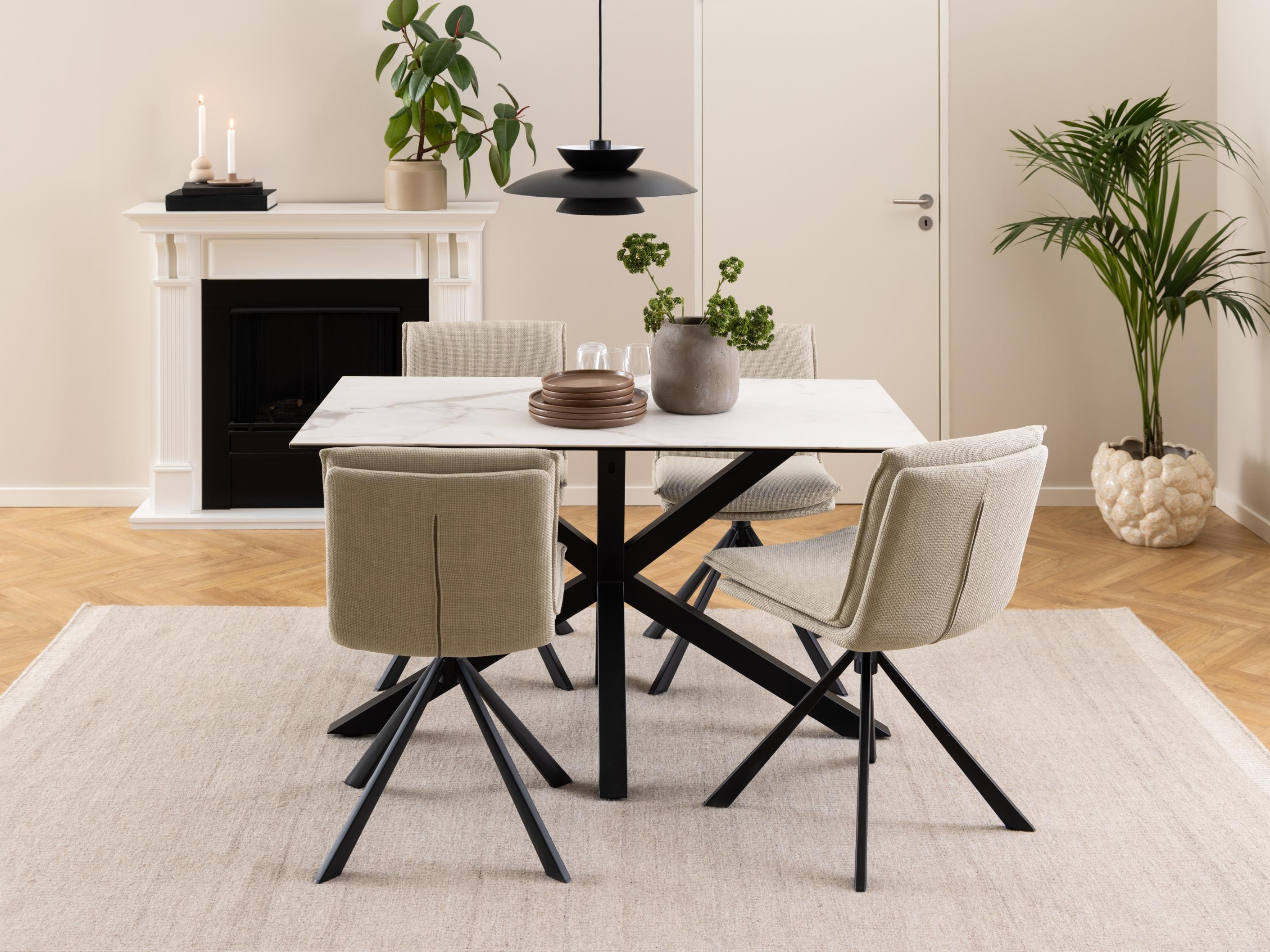 Tisch Norsica 918 (Weisser Marmor + Schwarz)
