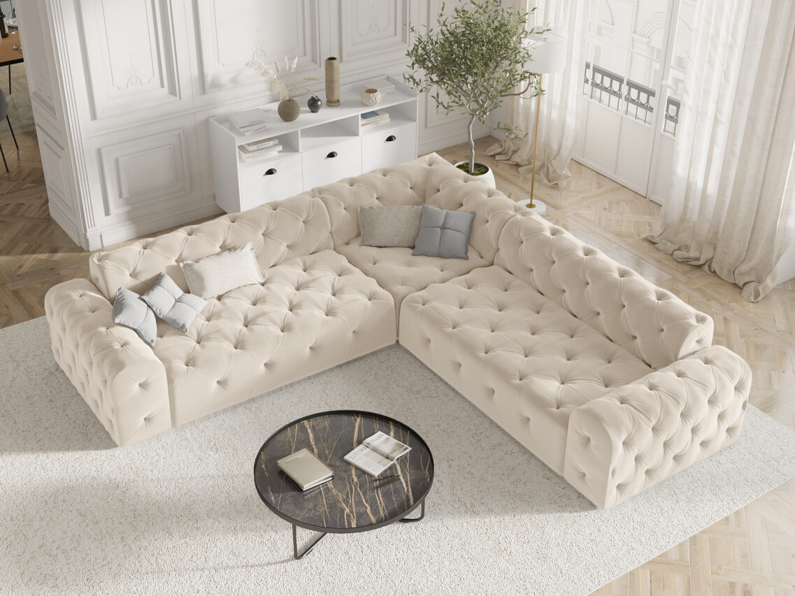 Chesterfield ecksofa Lartiva 104 (Opera Cremefarben)