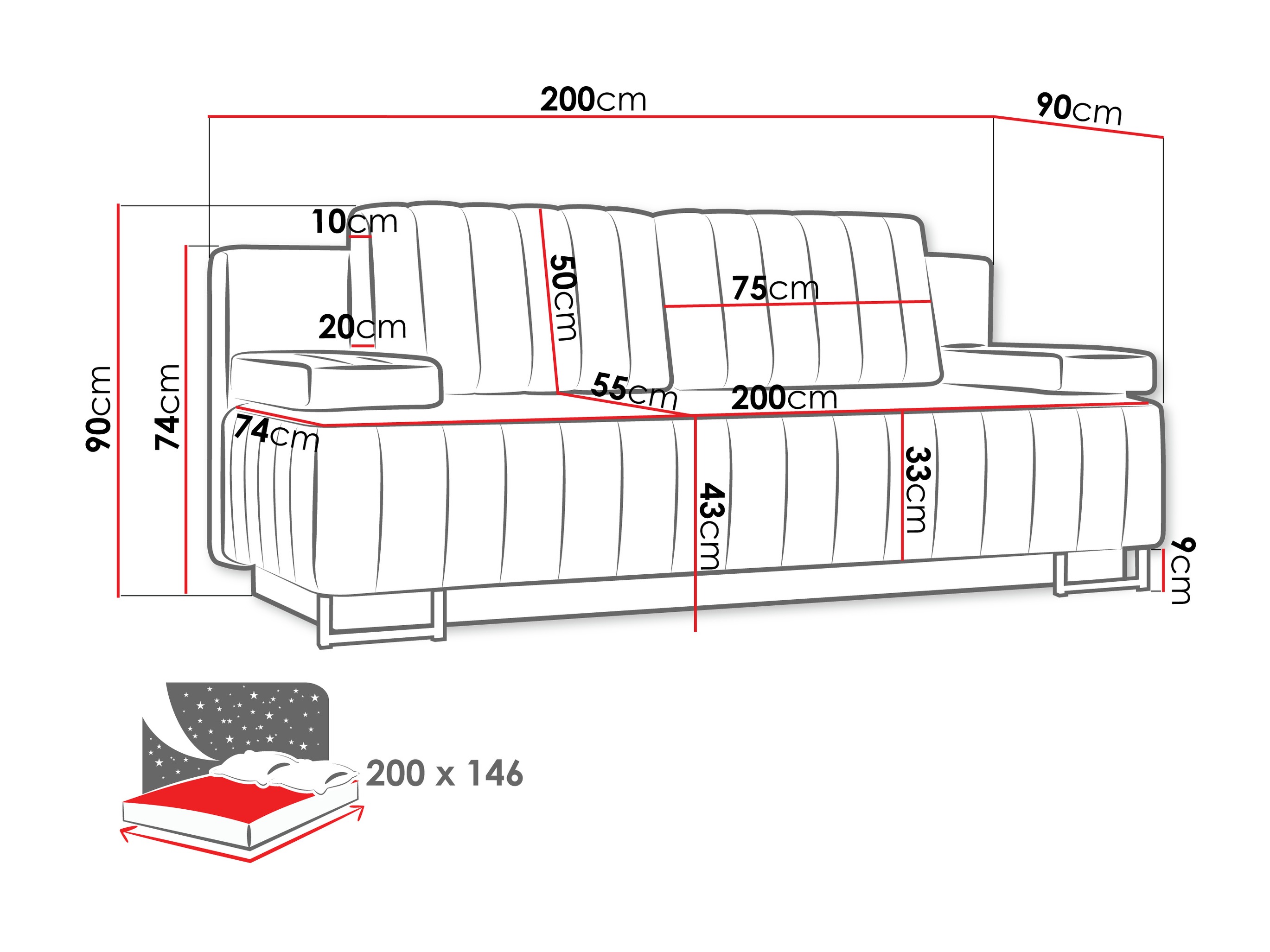 Schlafsofa Columbus 152 (Lumo 30)