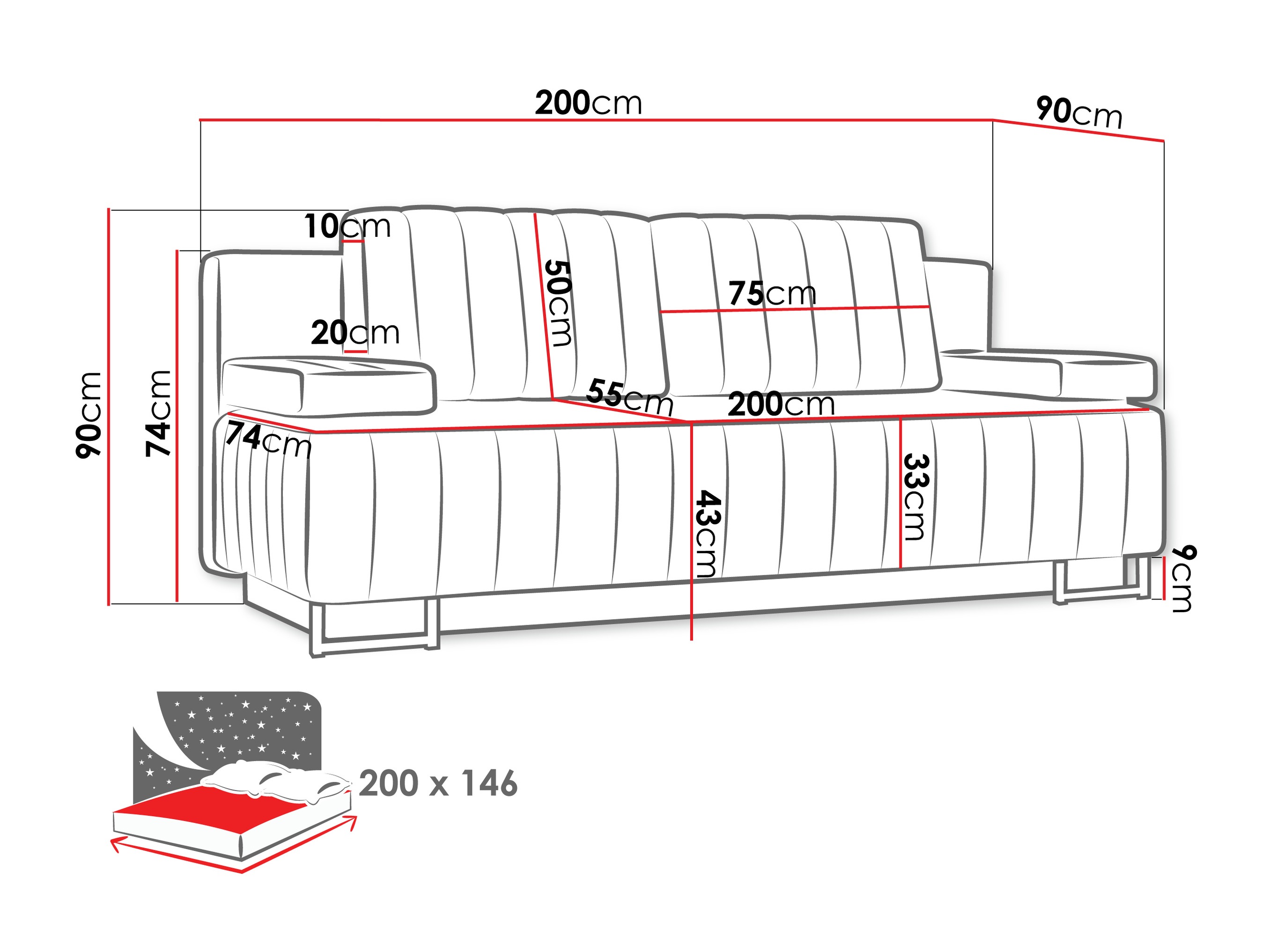 Schlafsofa Columbus 152 (Lumo 40)