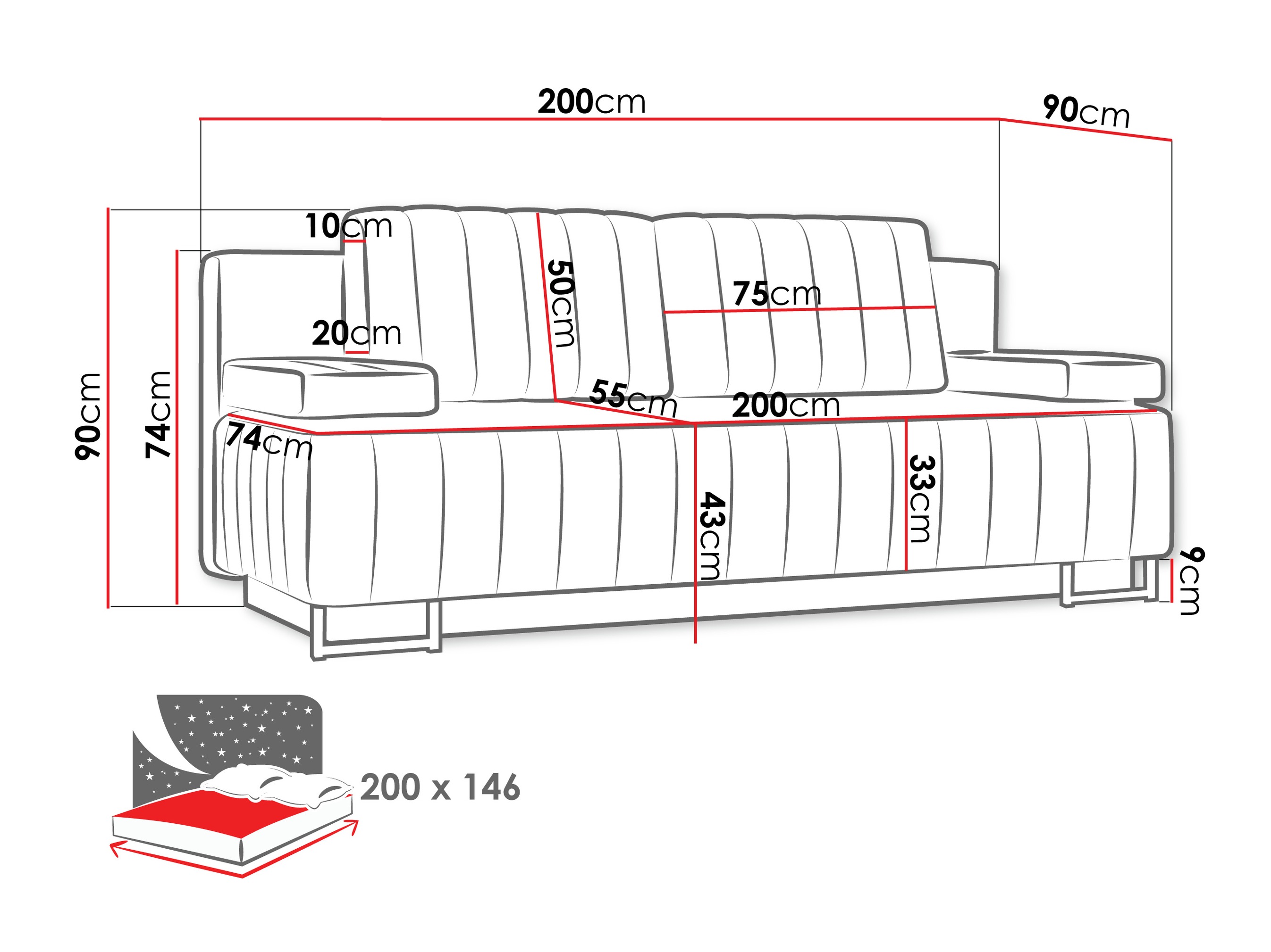 Schlafsofa Columbus 152 (Lumo 65)