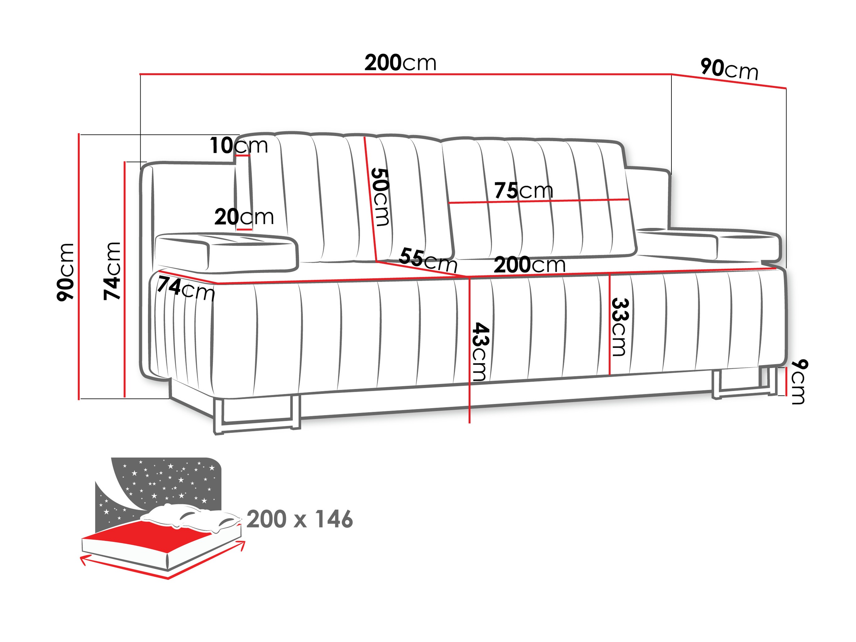 Schlafsofa Columbus 152 (Lux 05)