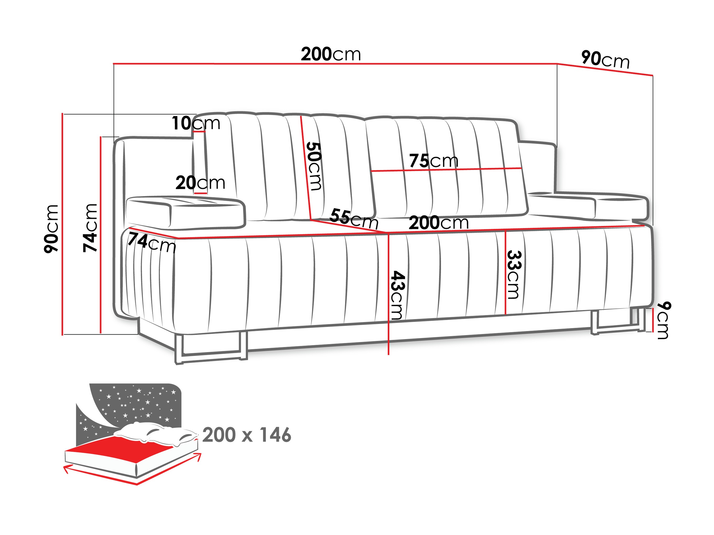 Schlafsofa Columbus 152 (Lux 11)