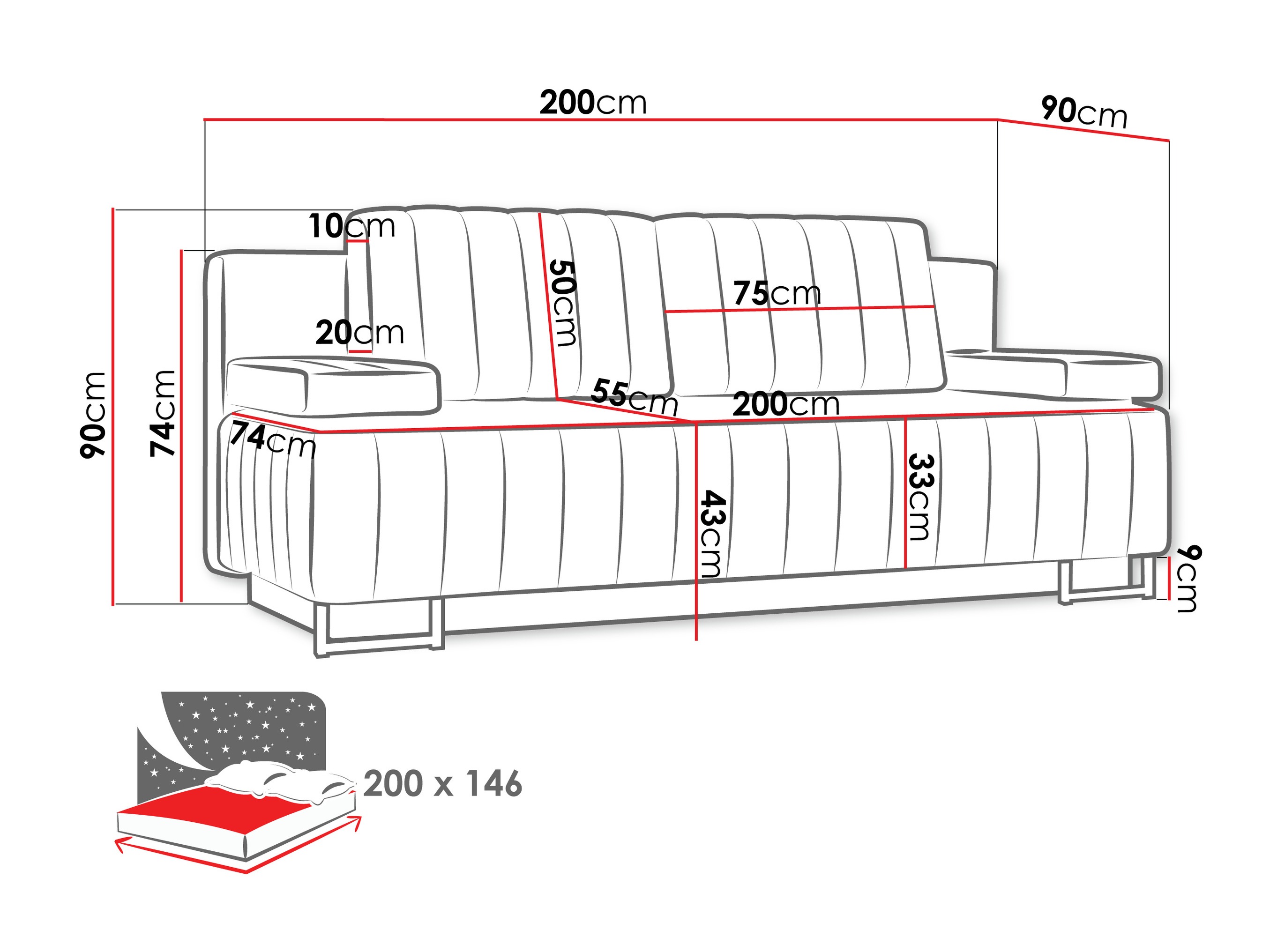 Schlafsofa Columbus 152 (Lux 34)