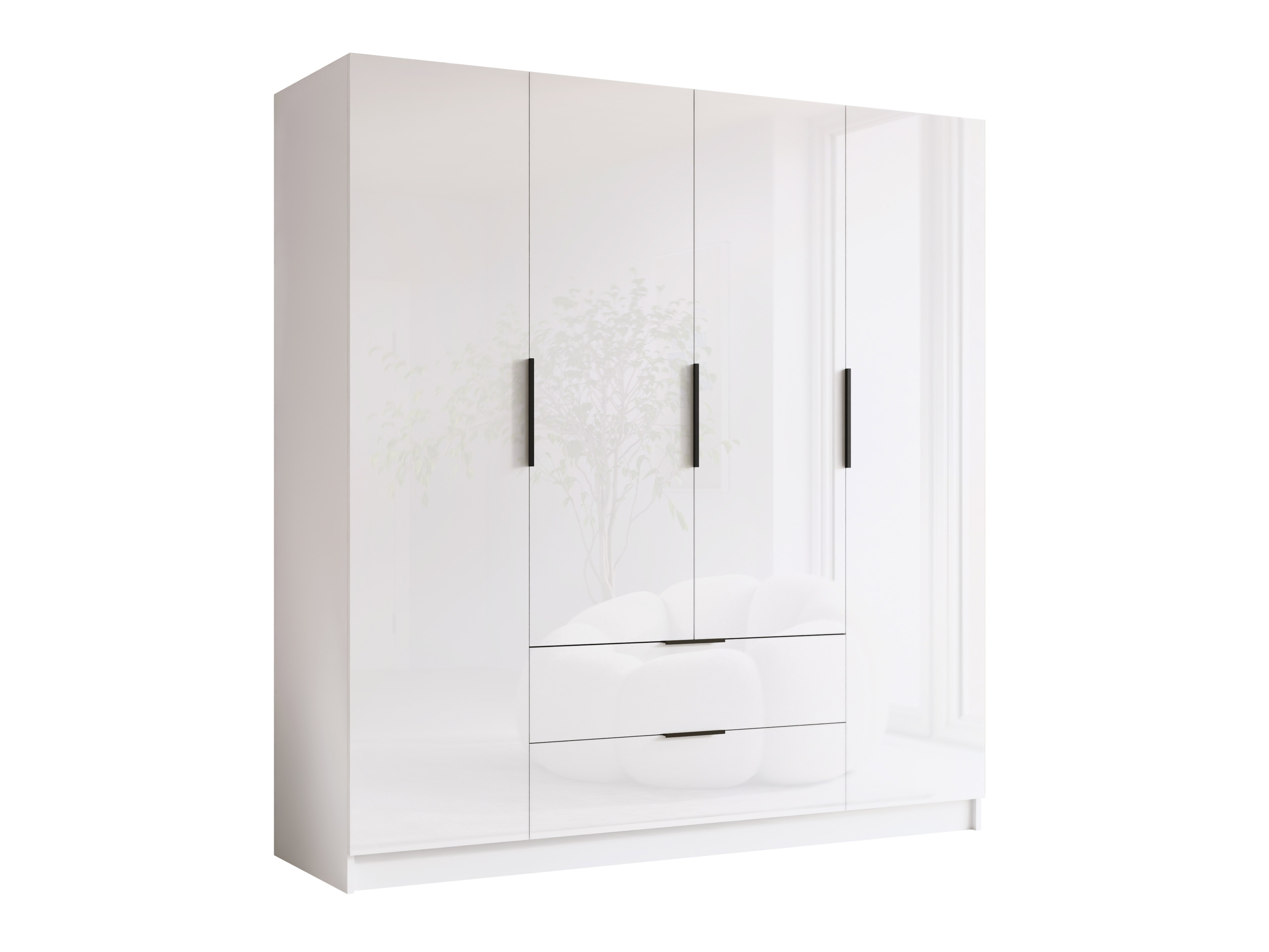 Kleiderschrank Closico Cadron I (Weiss + Weiss glänzend)