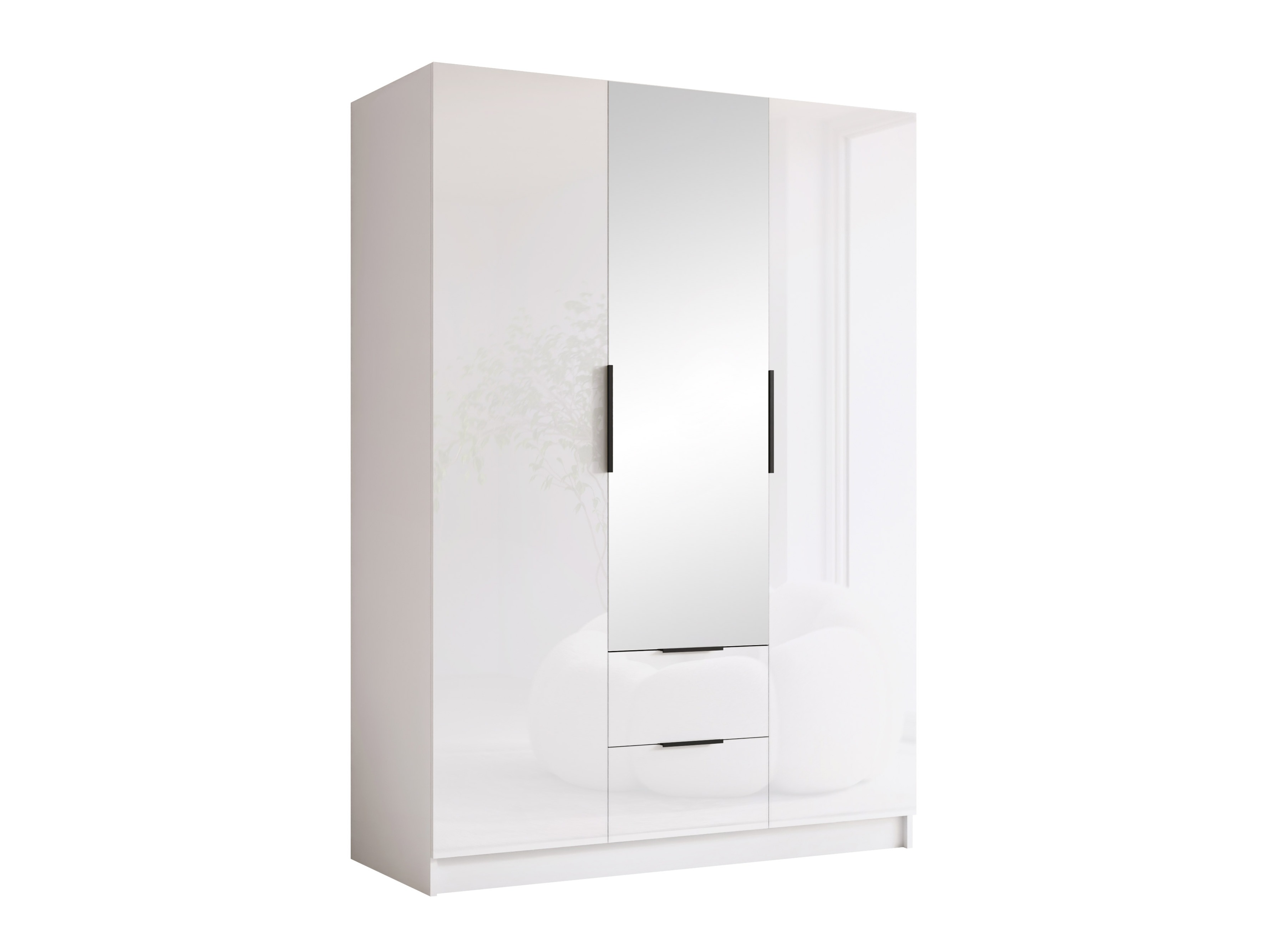 Kleiderschrank Closico Calvron II (Weiss + Weiss glänzend)