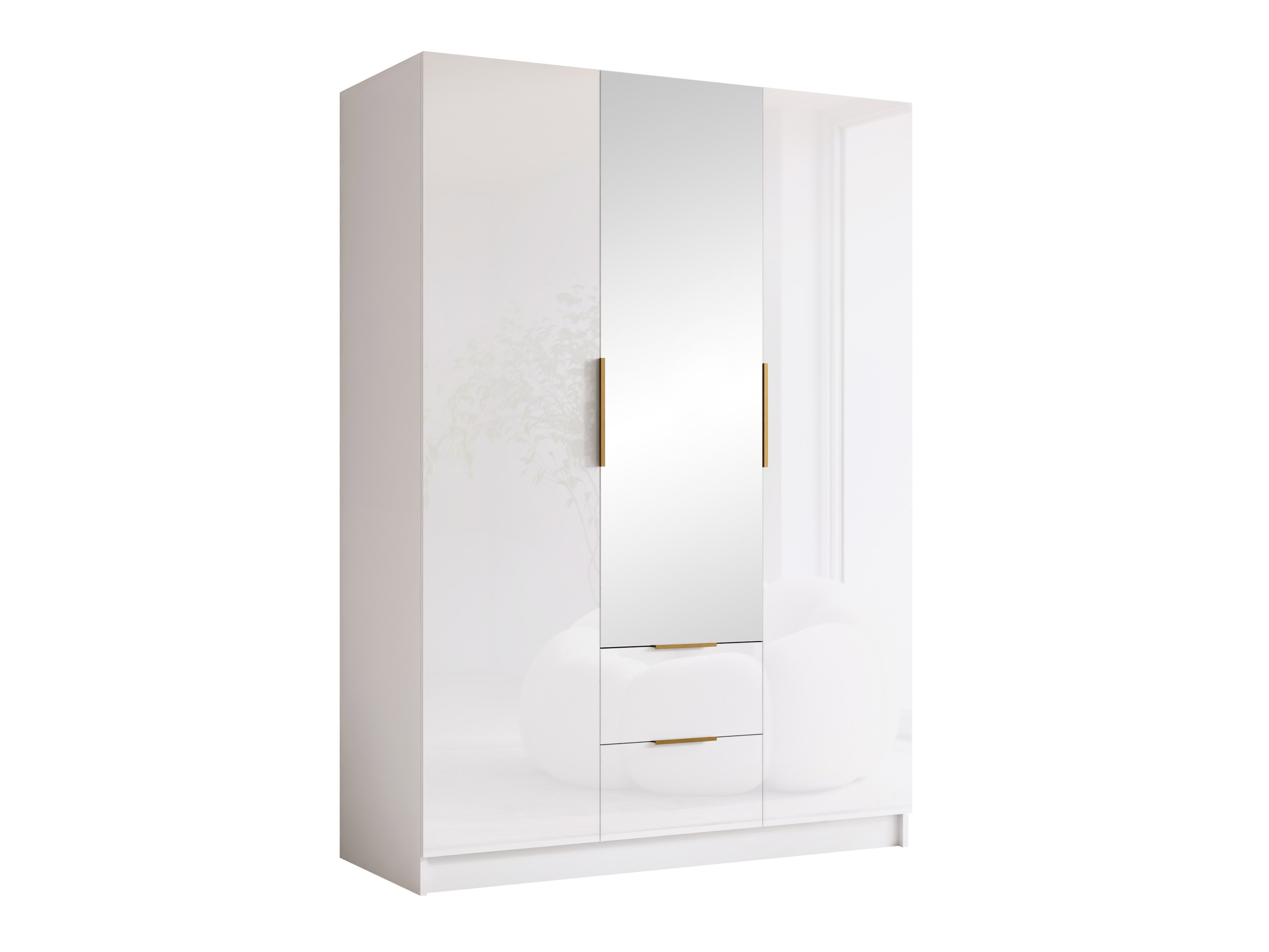 Kleiderschrank Closico Calvron II (Weiss + Weiss glänzend)