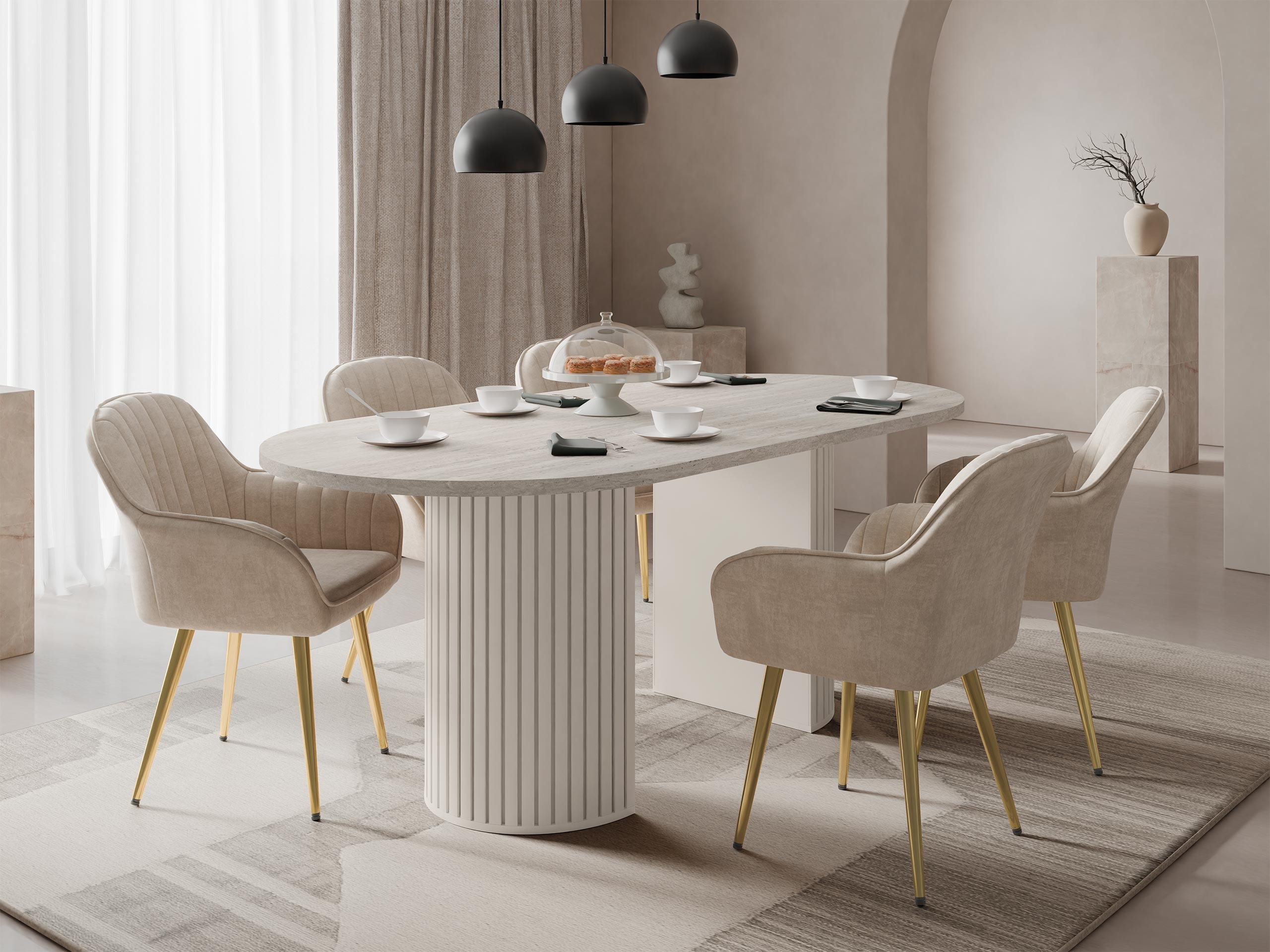 Tisch Comfivo Ulma (Heller Travertin + Beige)