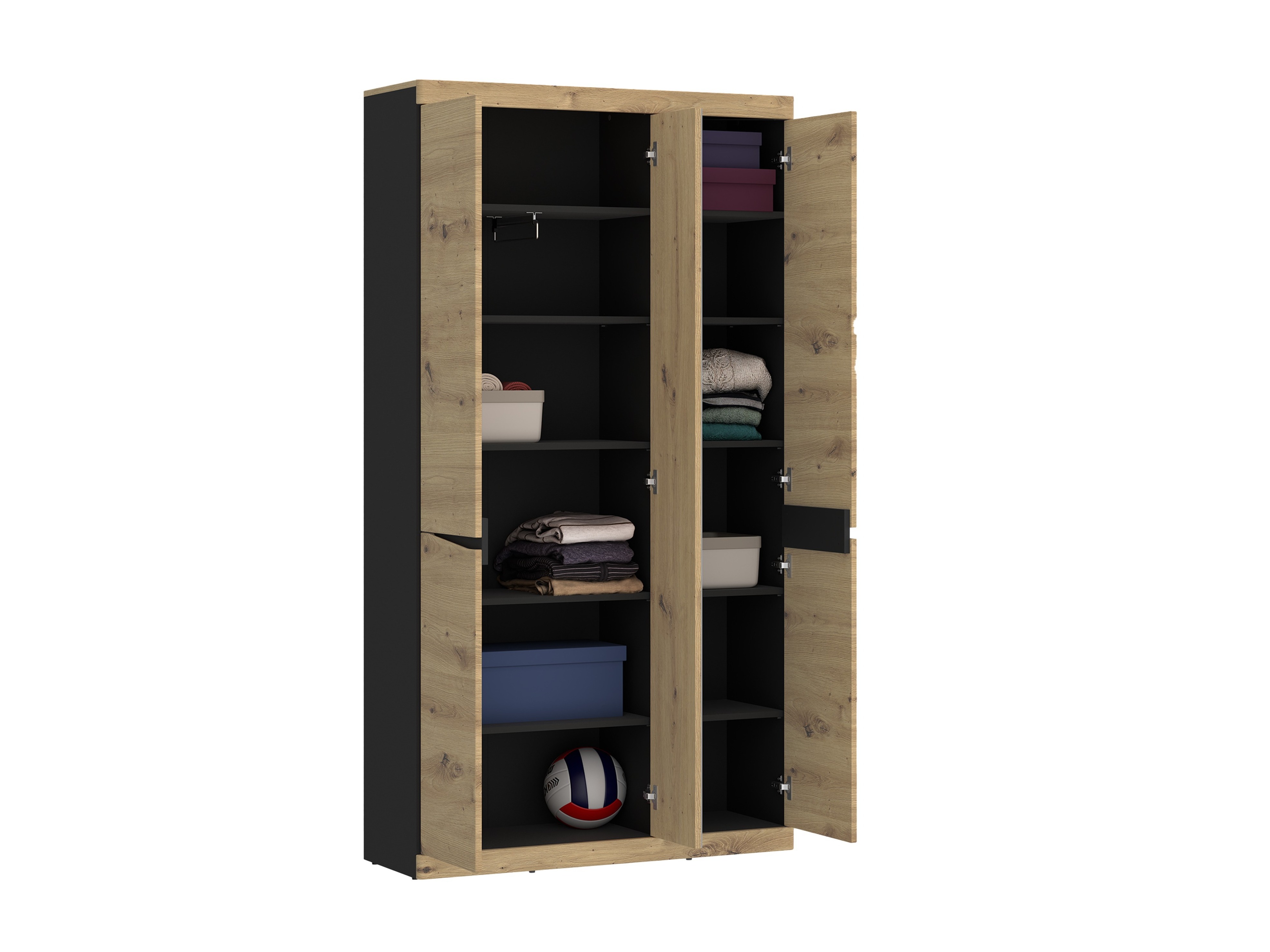 Kleiderschrank Venlori 139 (Anthrazit + Artisan Eichenholzoptik)
