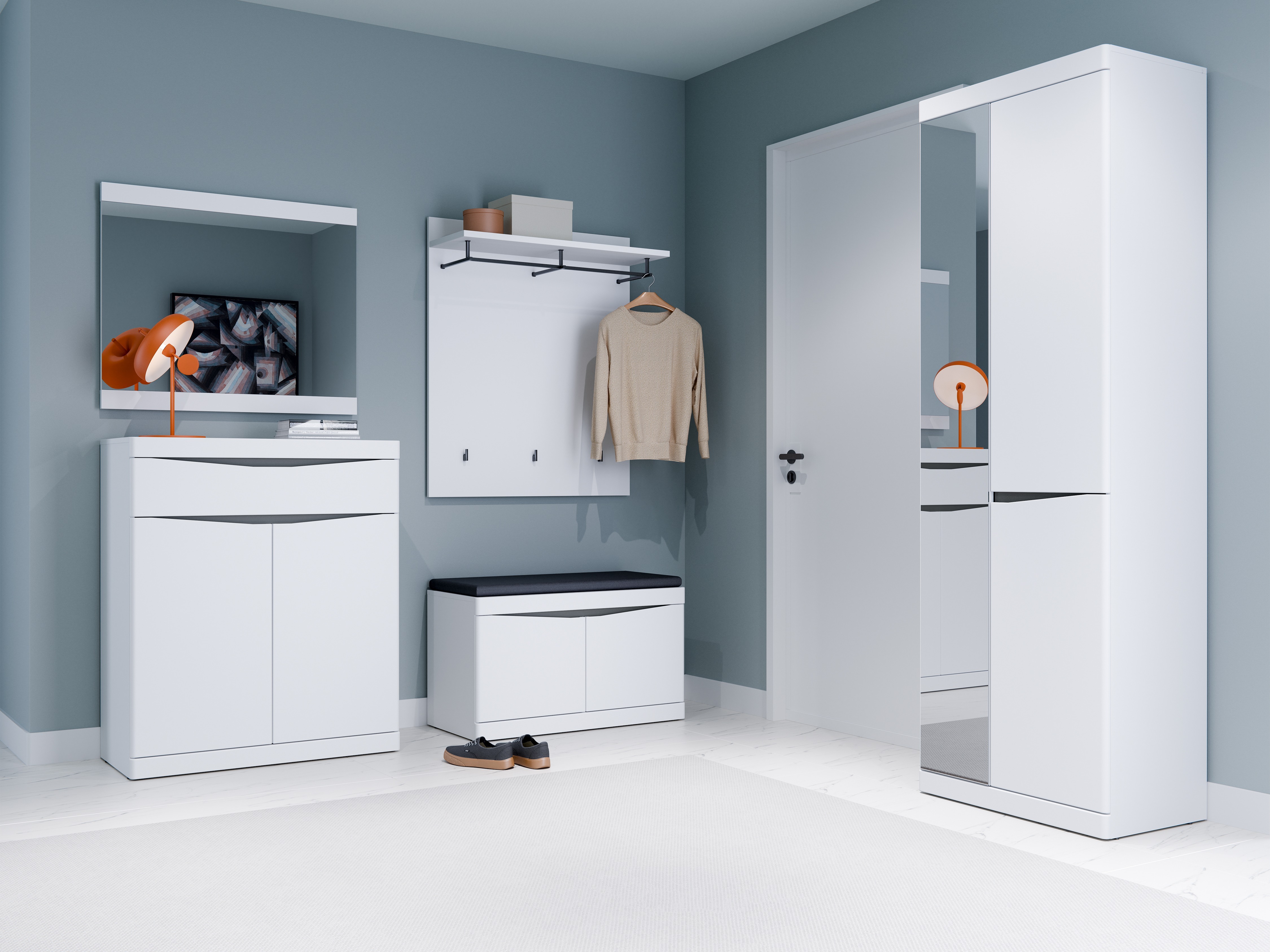 Kleiderschrank Venlori 139 (Weiss + Graphit)