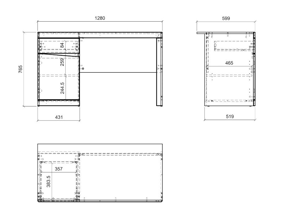 Büro-Set Venlori 130 (Weiss + Graphit)