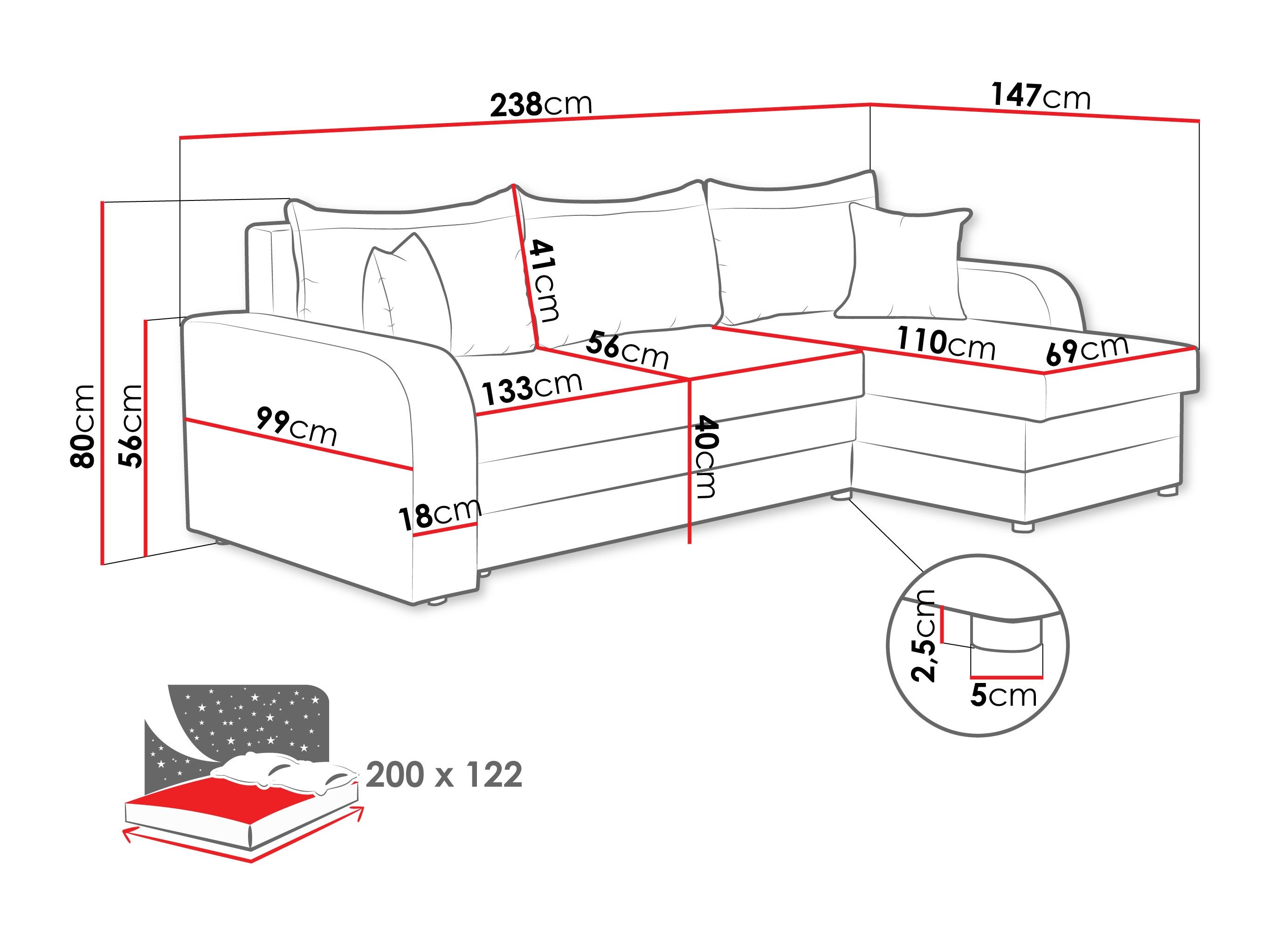 Ecksofa Comfivo Melissa I (Mikrofaza 0014 + Mikrofaza 0036)