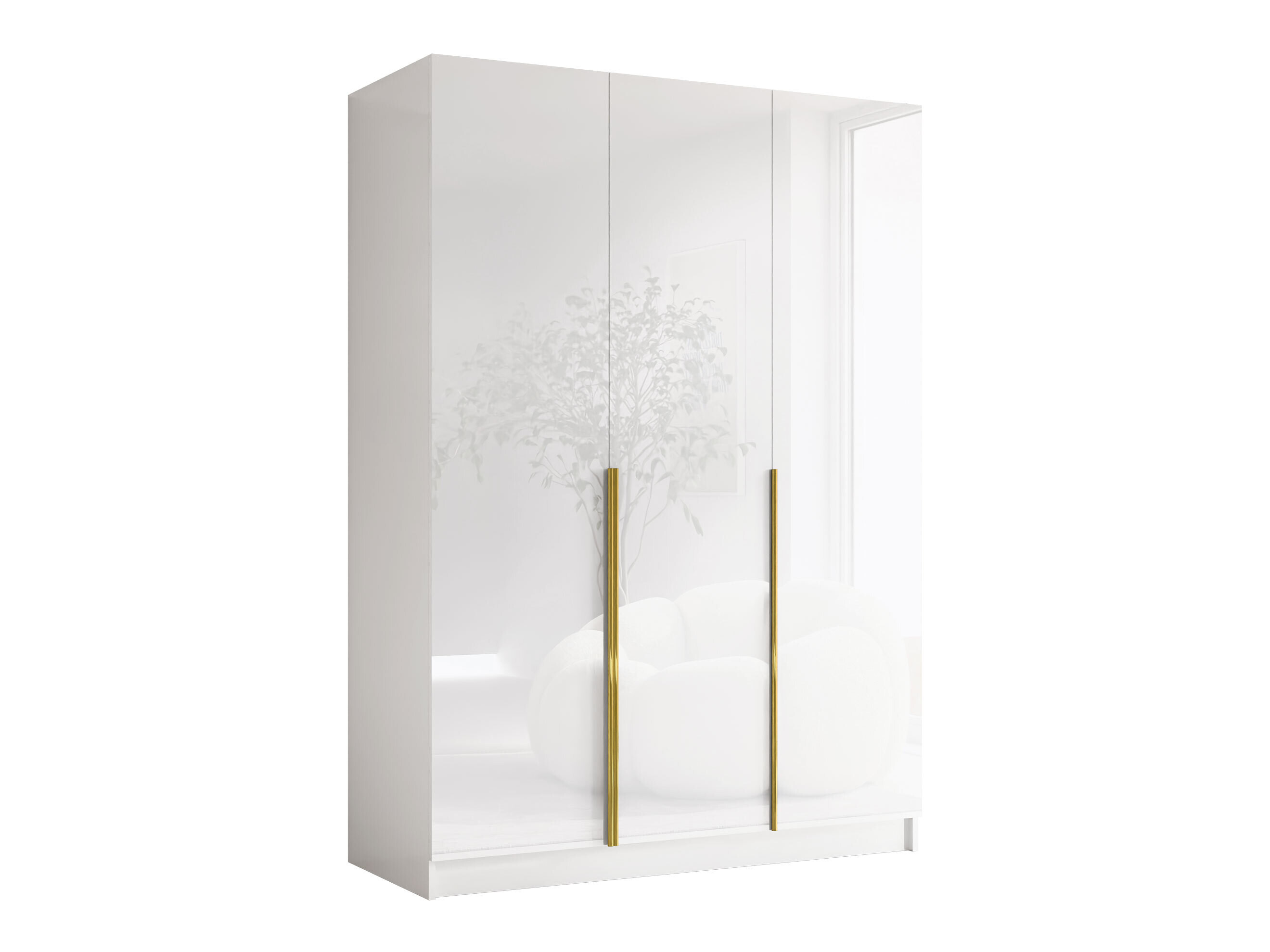 Kleiderschrank Closico Decoron I (Weiss glänzend + Gold)