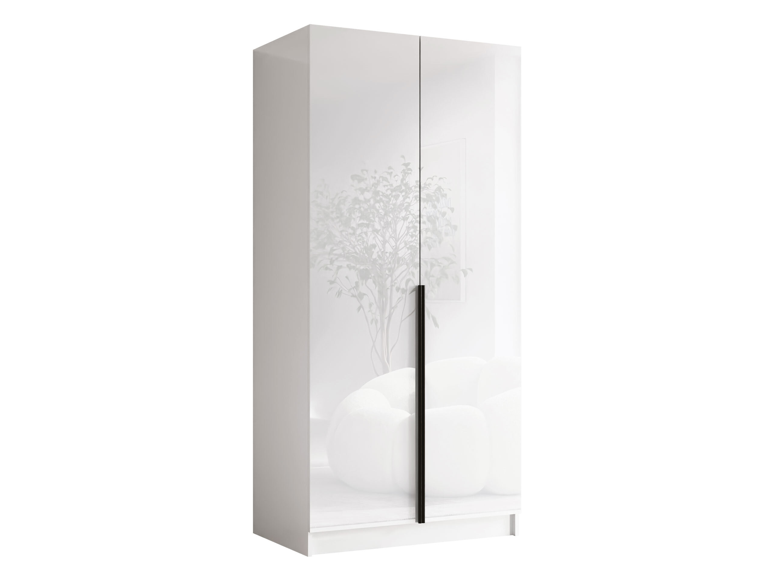 Kleiderschrank Closico Staton I (Weiss + Weiss glänzend)