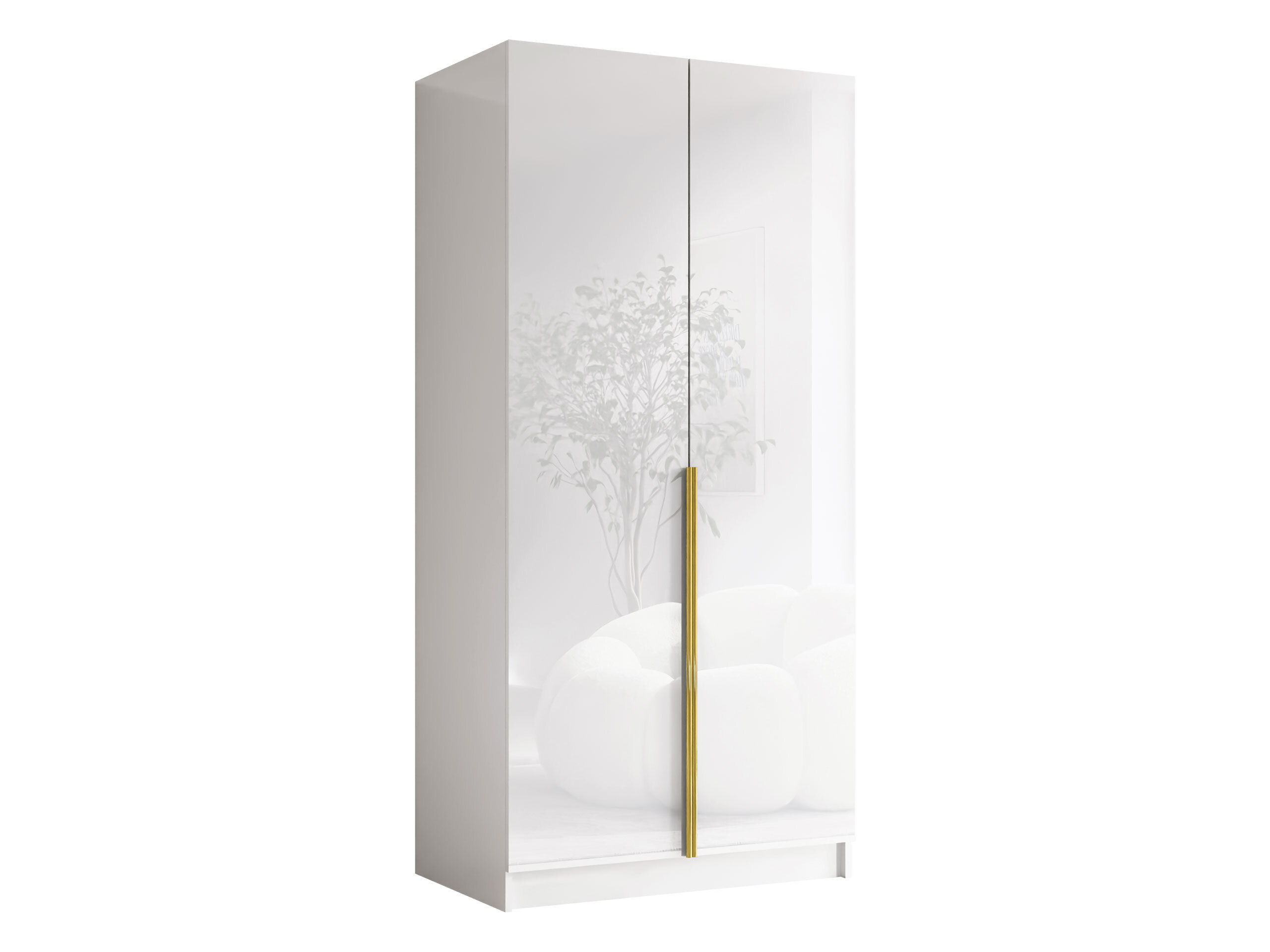 Kleiderschrank Closico Staton I (Weiss + Weiss glänzend)