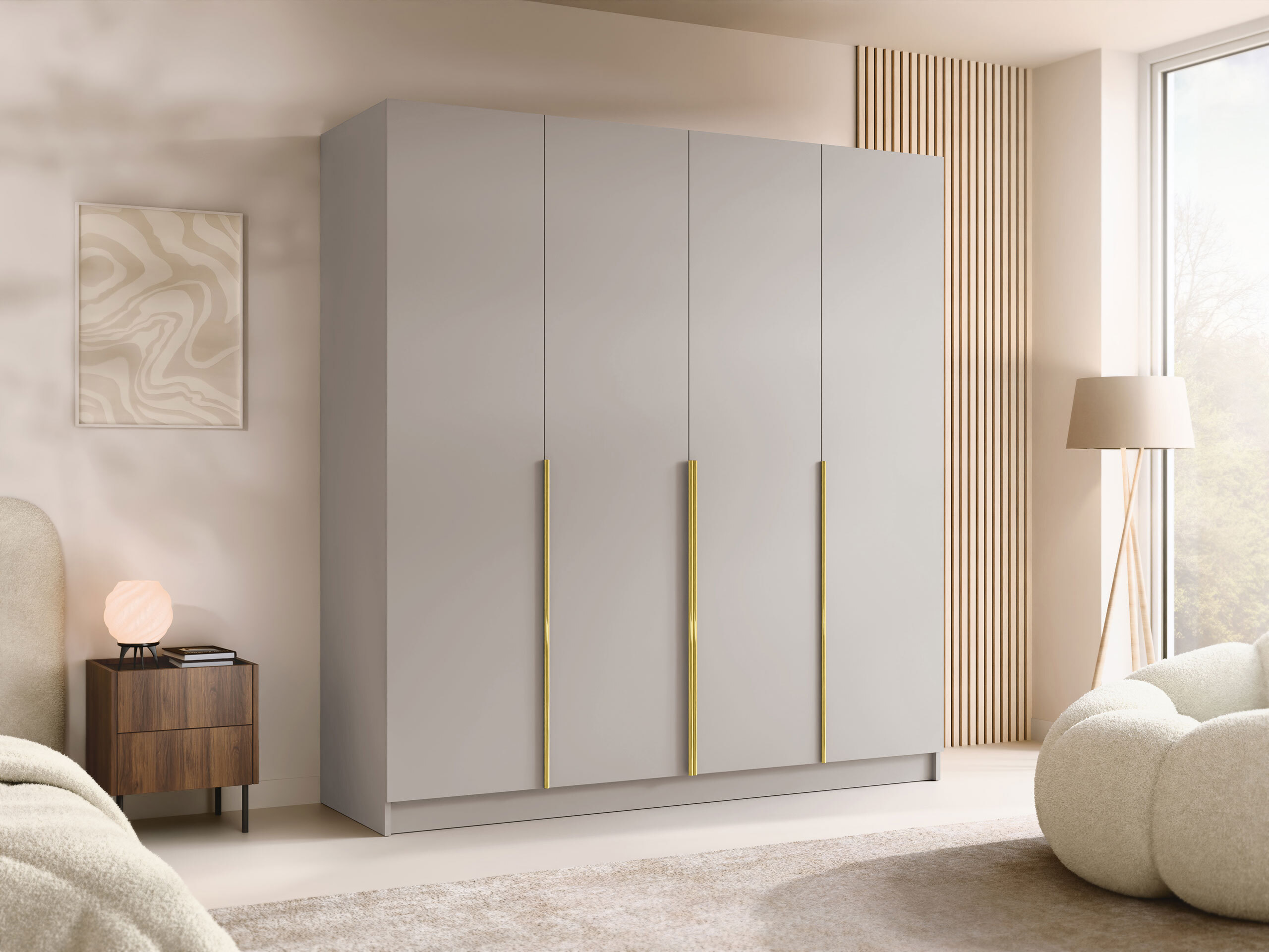 Kleiderschrank Closico Navor I (Kaschmir + Gold)