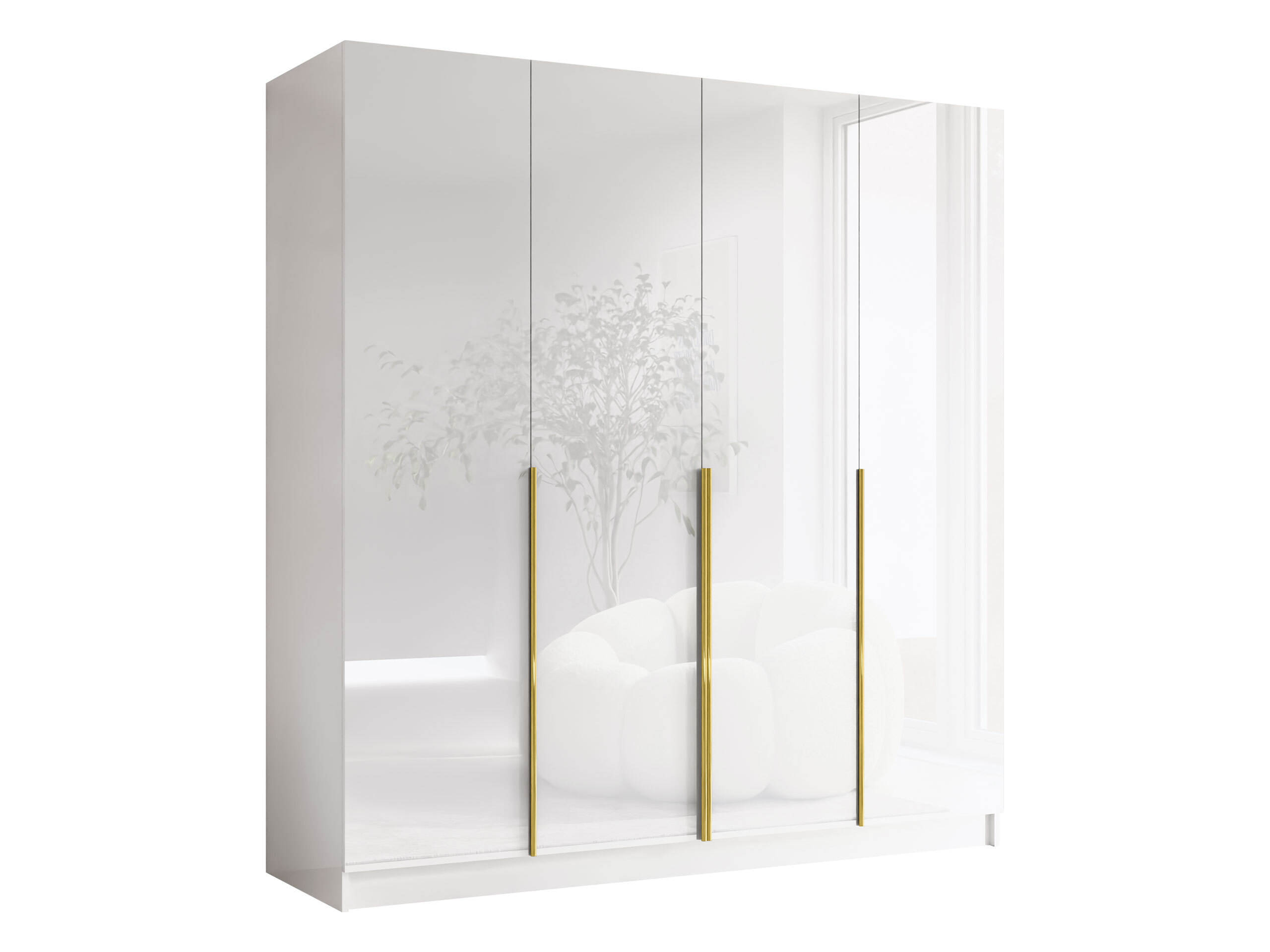 Kleiderschrank Closico Navor I (Weiss + Weiss glänzend)