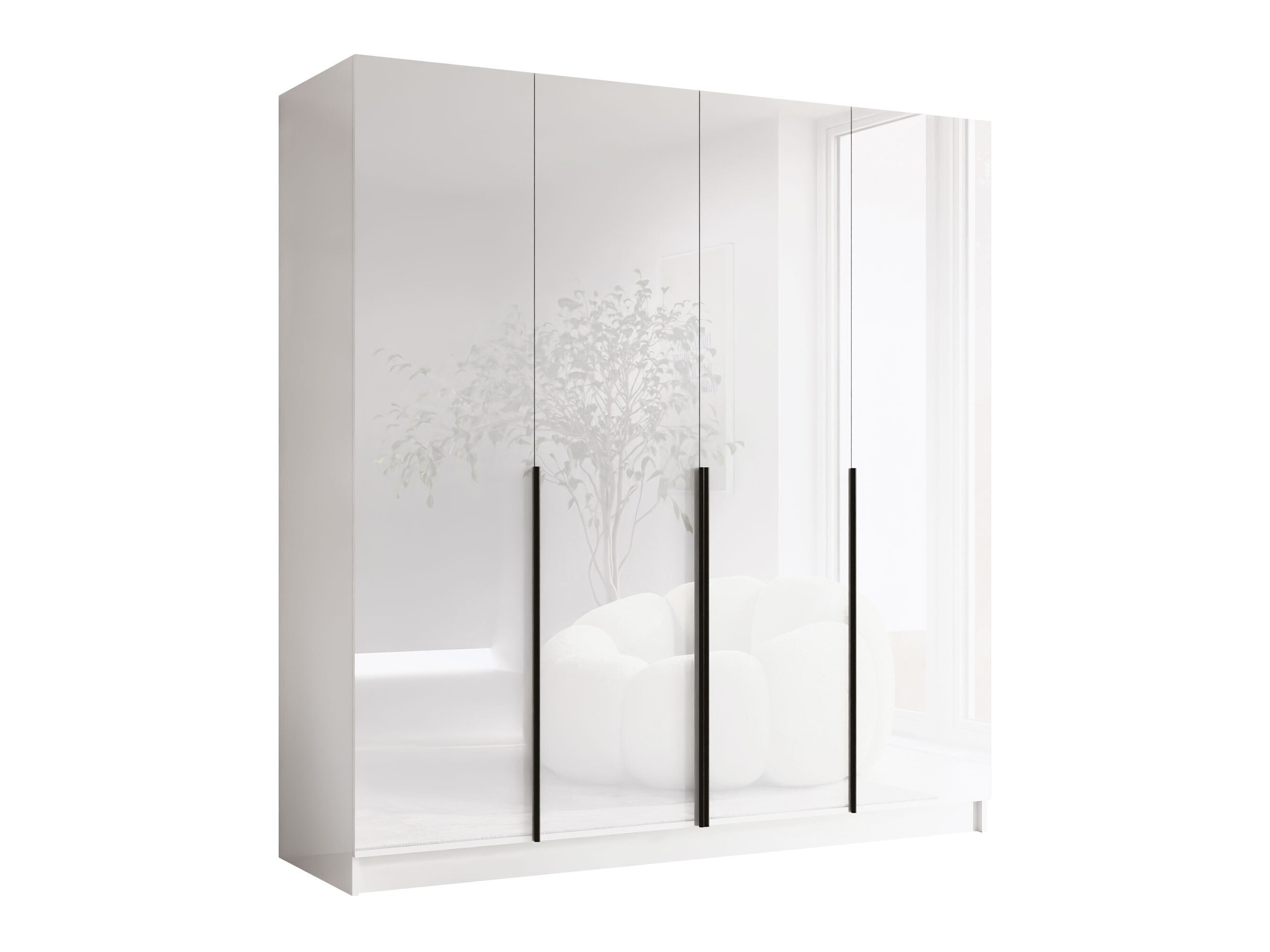 Kleiderschrank Closico Navor I (Weiss + Weiss glänzend)