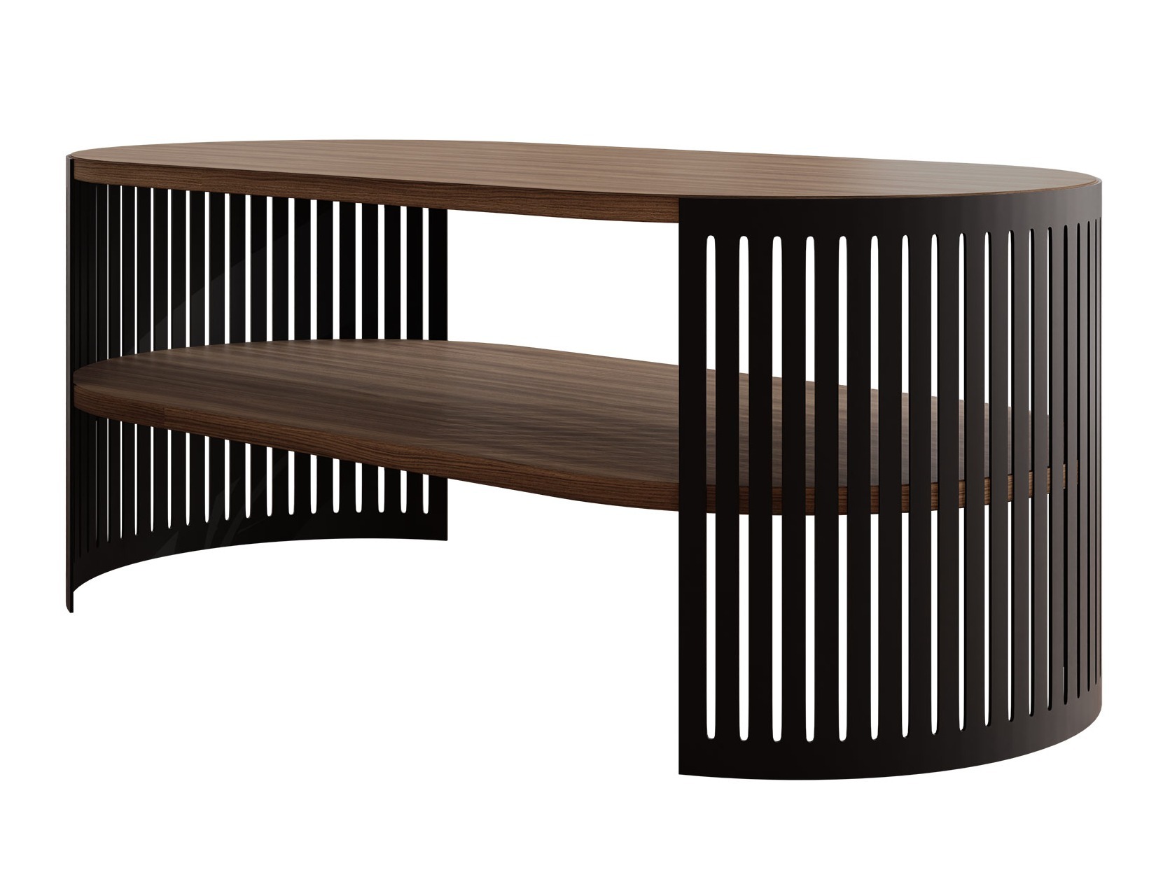 Couchtisch Civer III (Schwarz + Walnussholzoptik)