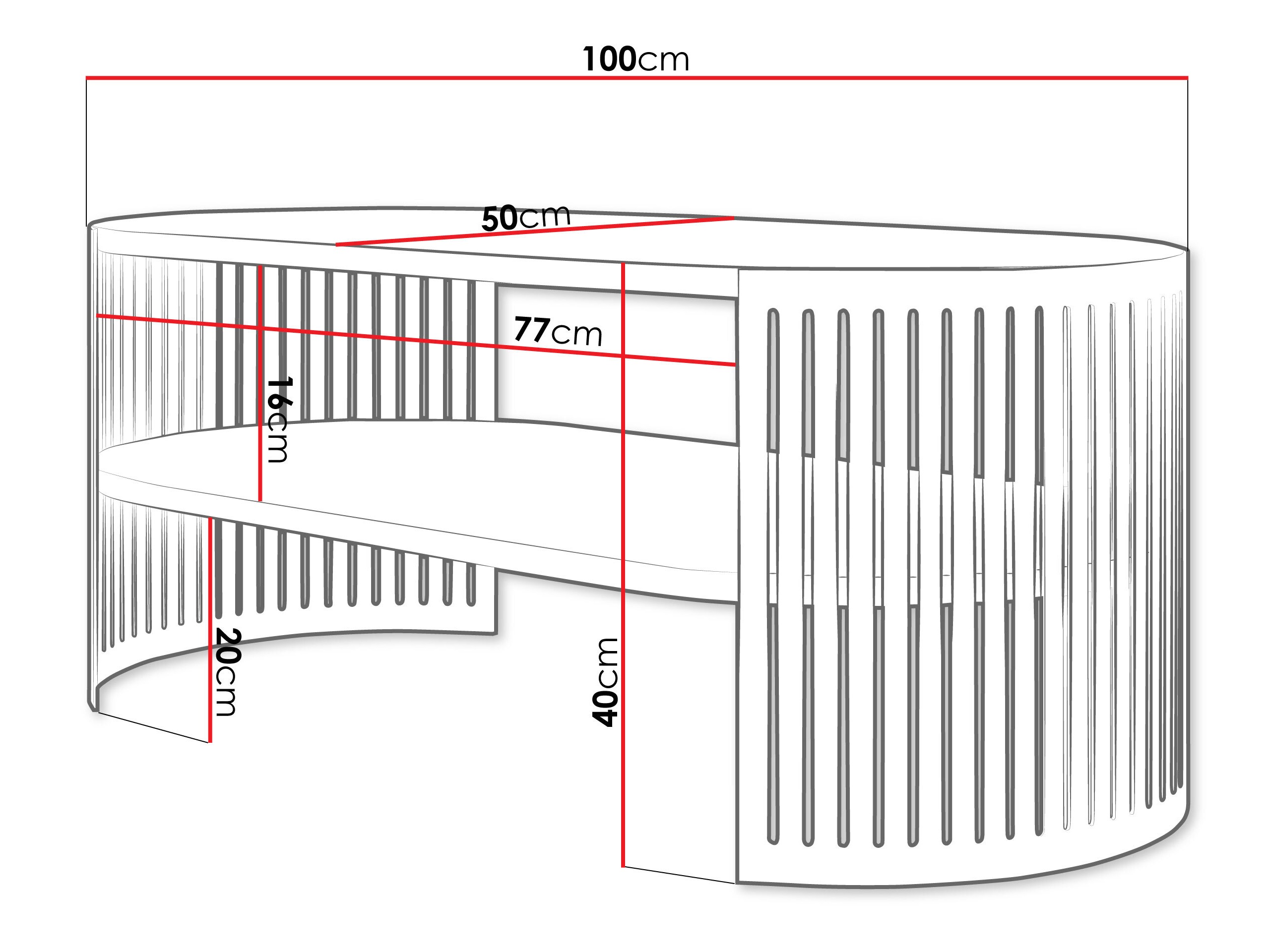 Couchtisch Civer III (Schwarz + Weiss)