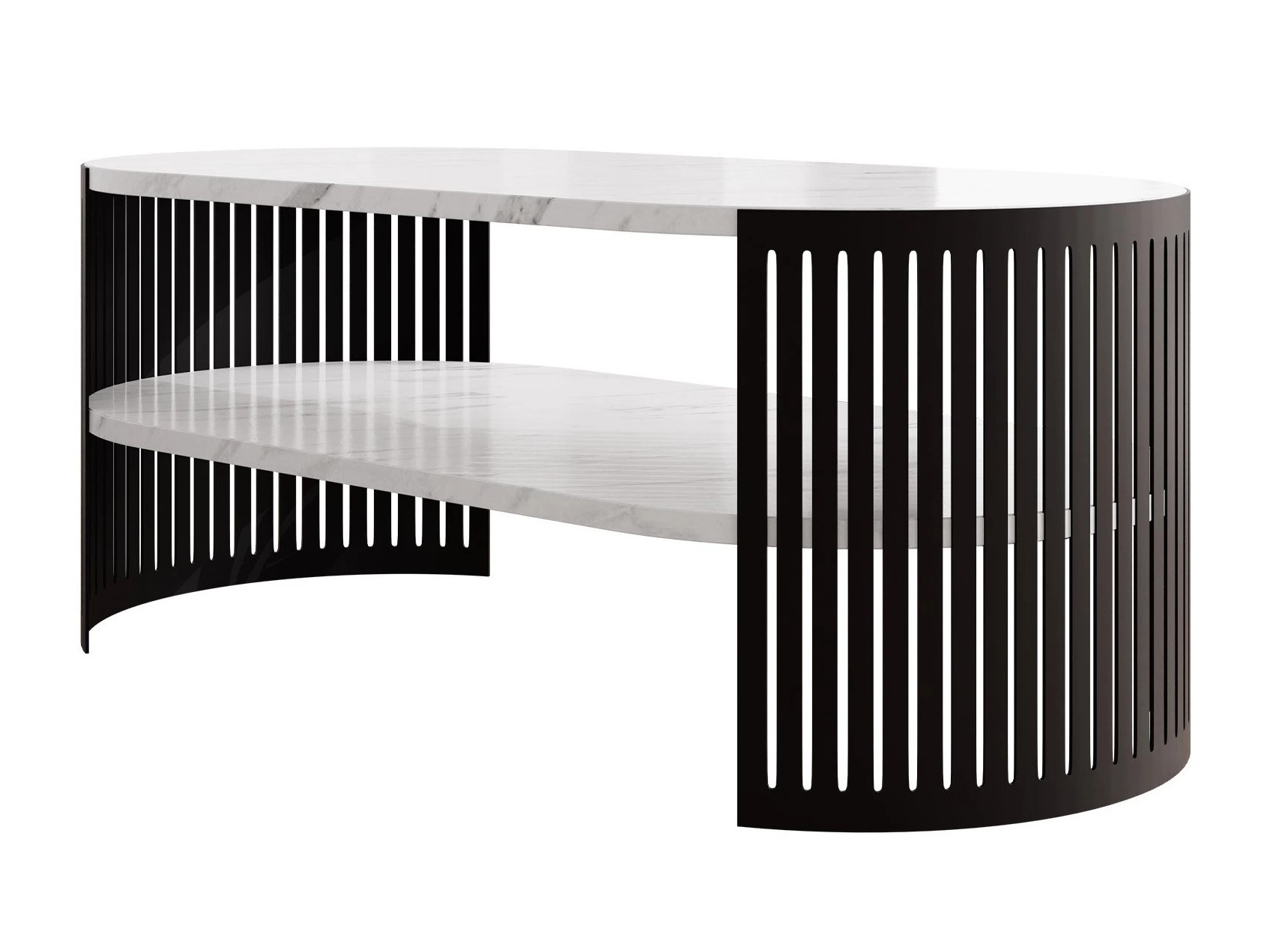 Couchtisch Civer III (Schwarz + Weisser Marmor)