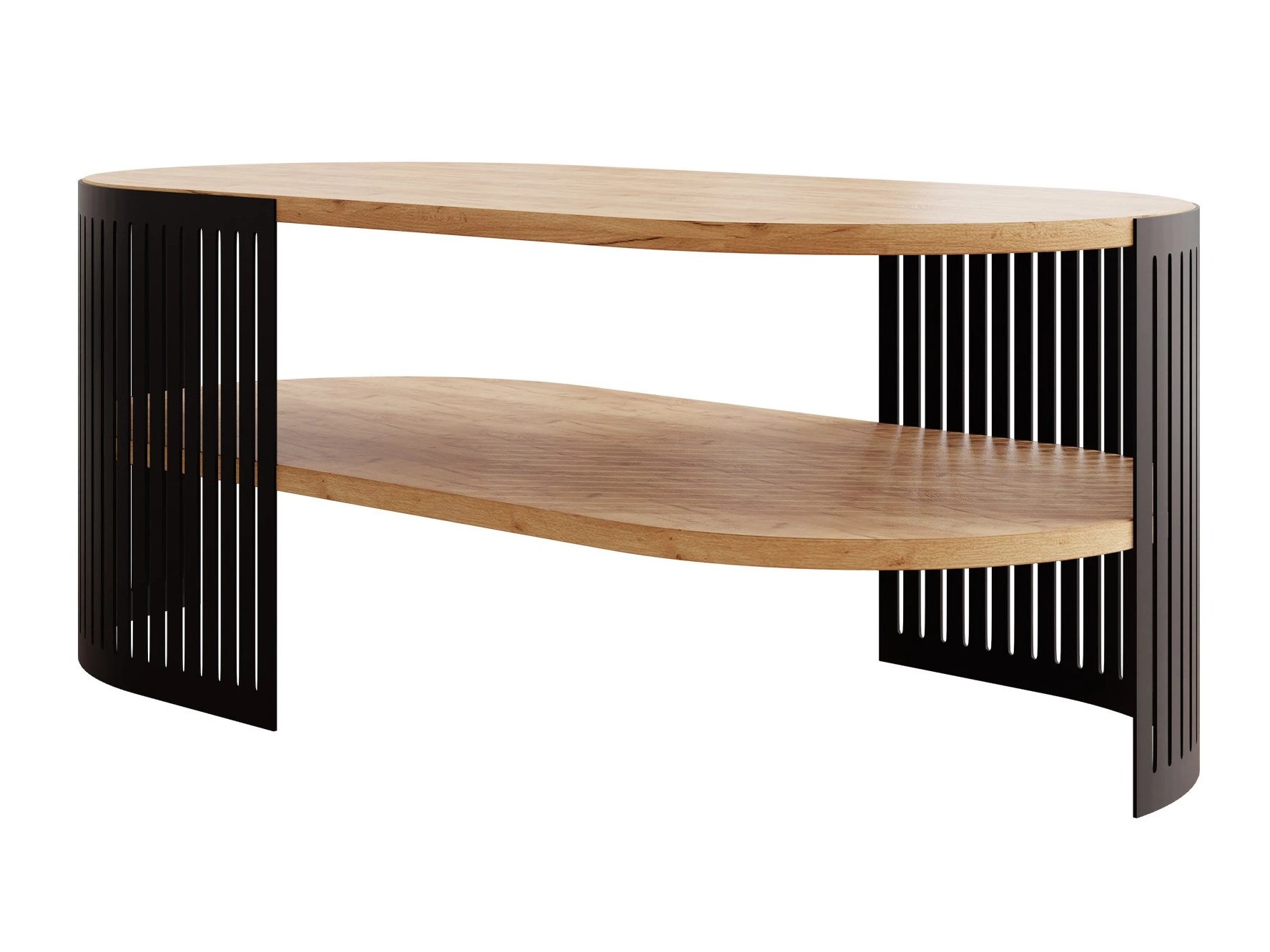 Couchtisch Civer VI (Schwarz + Craft goldene Eichenholzoptik)