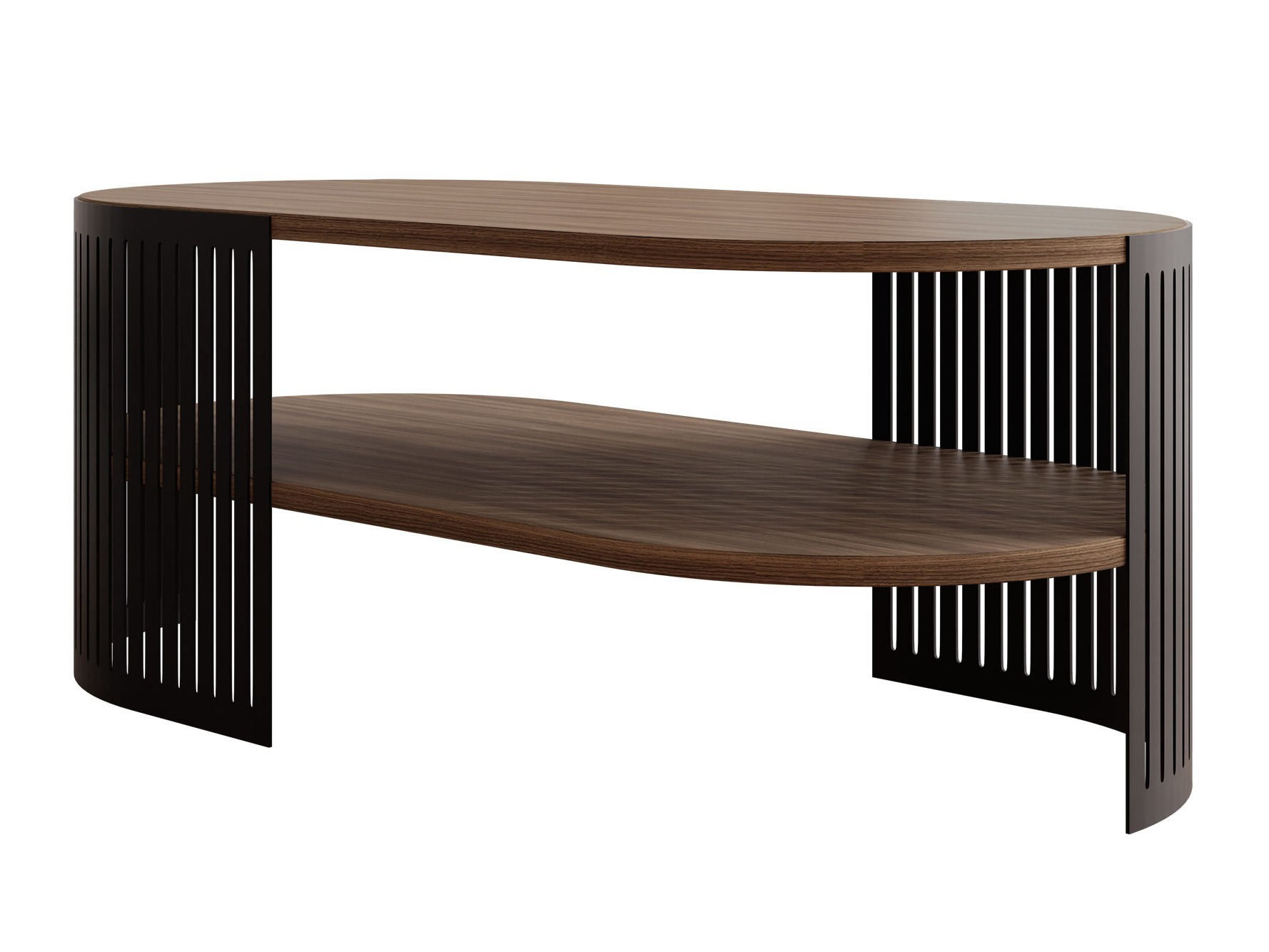Couchtisch Civer VI (Schwarz + Walnussholzoptik)