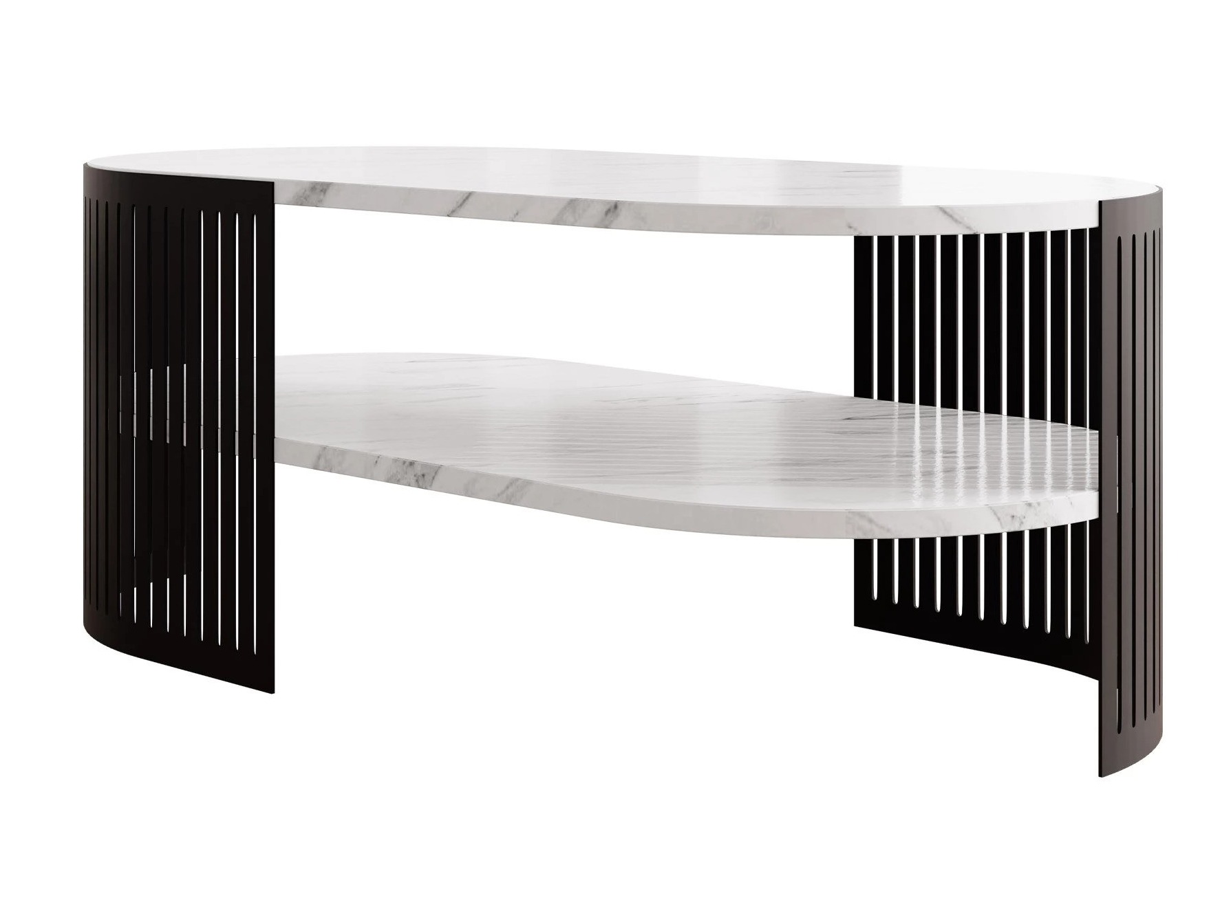 Couchtisch Civer VI (Schwarz + Weisser Marmor)