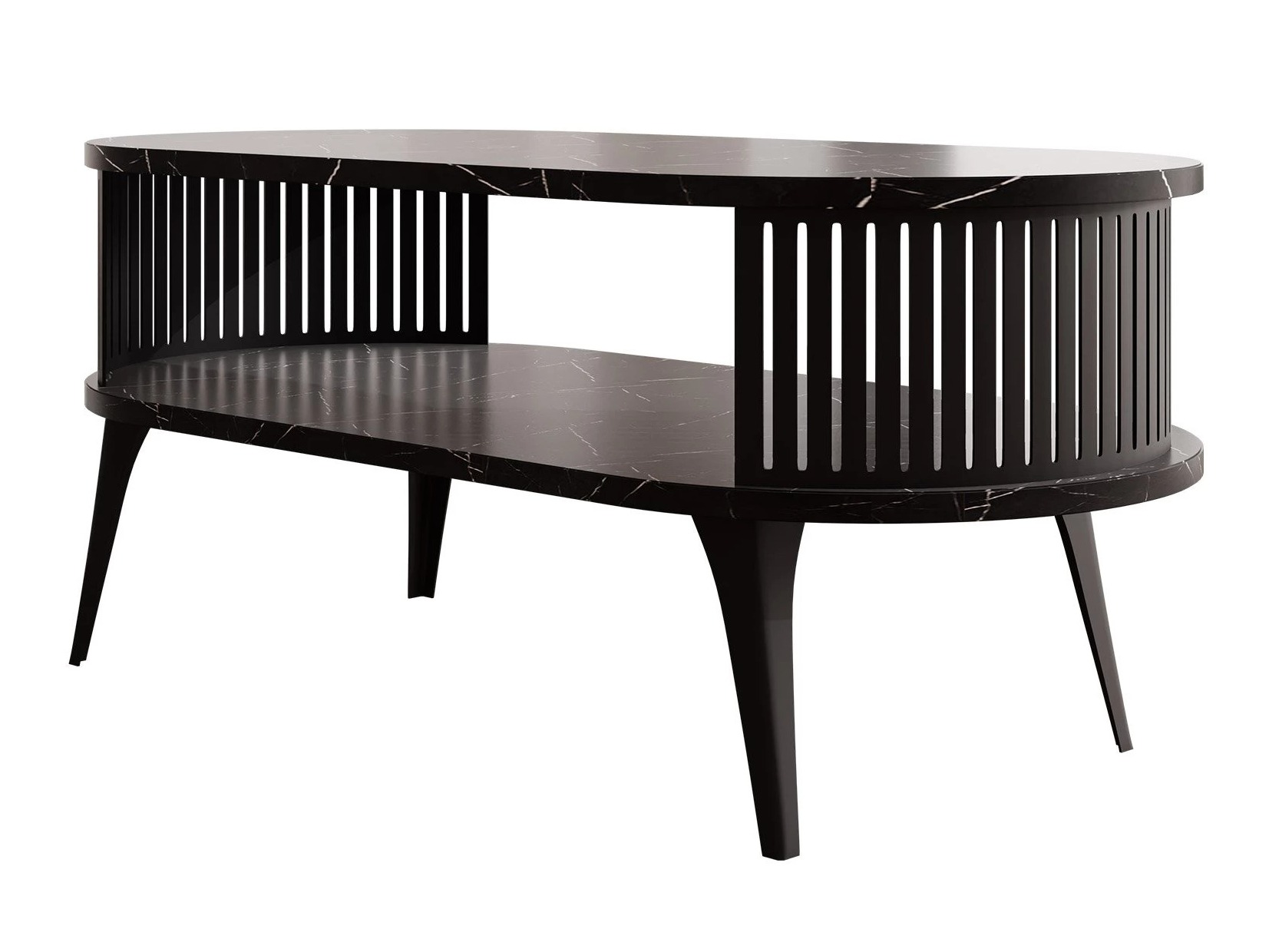 Couchtisch Vitum III (Schwarz + Schwarzer Marmor)