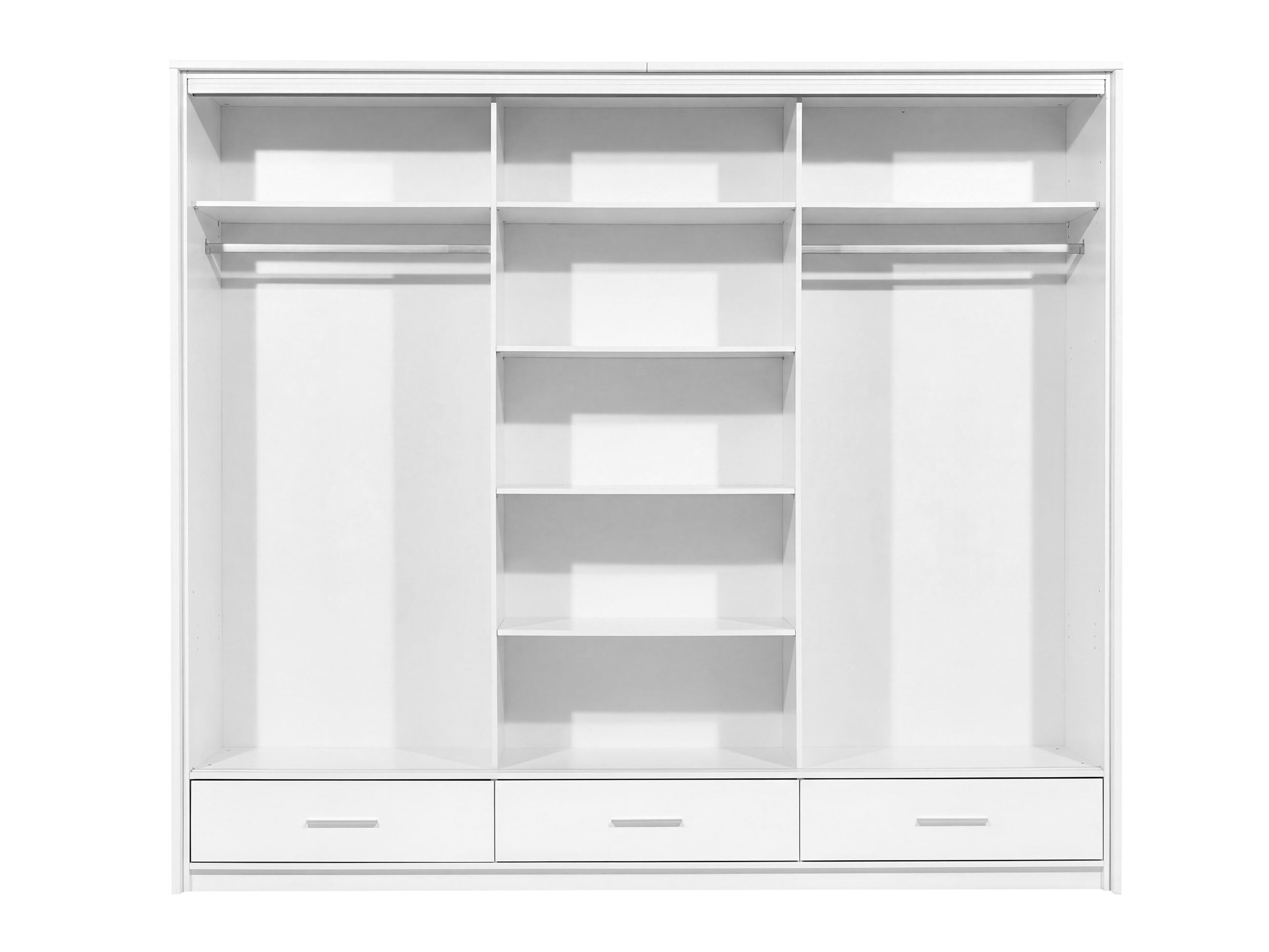 Kleiderschrank Honolulu 203 (Weiss + Weiss glänzend)