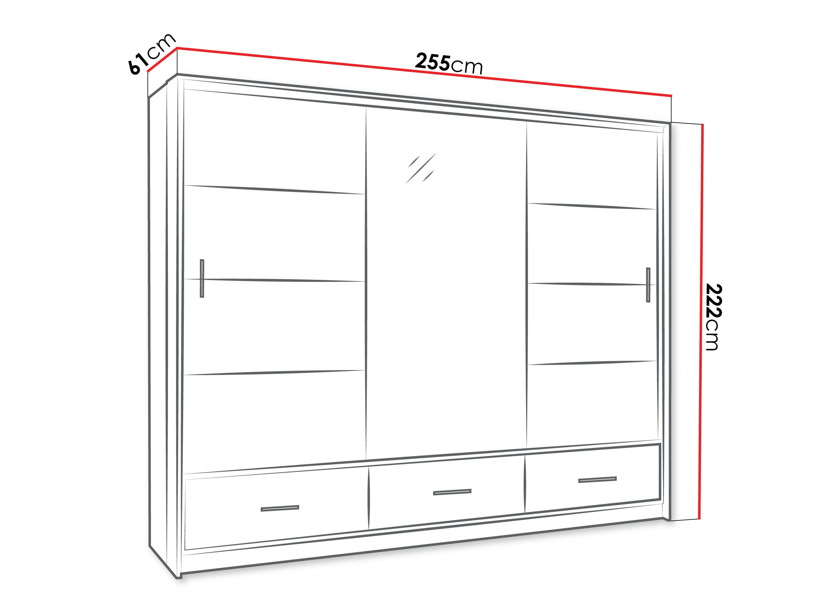 Kleiderschrank Honolulu 203 (Weiss + Weiss glänzend)