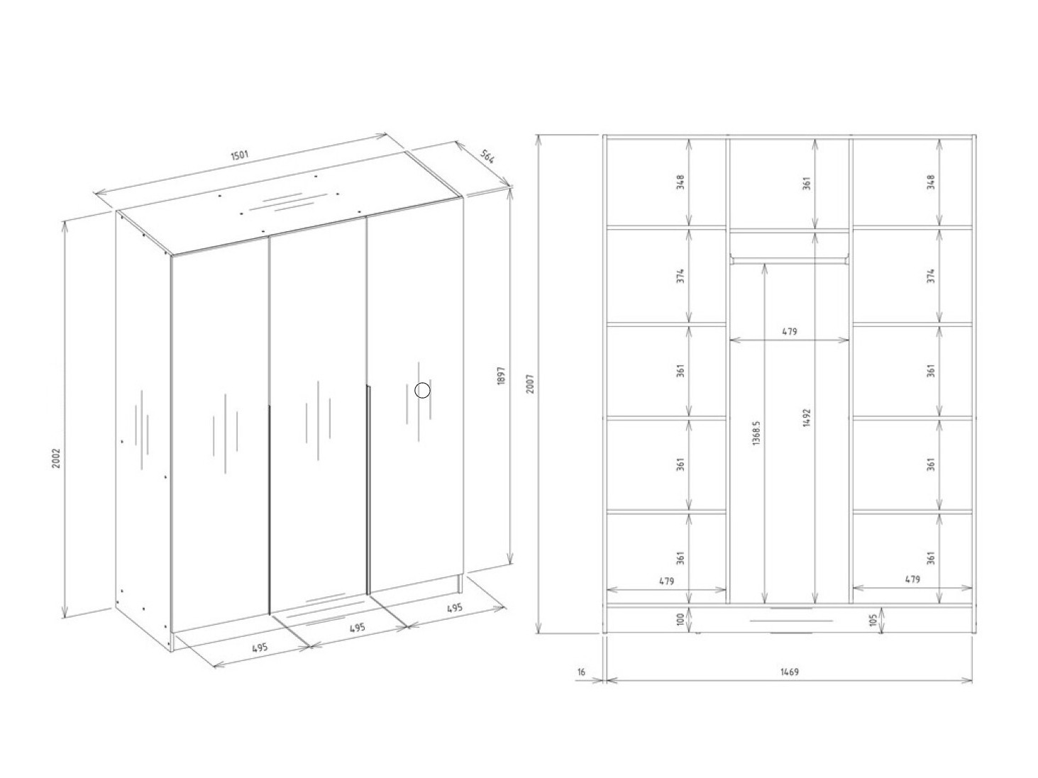 Kleiderschrank Mandeville 369 (Kaschmir + Gold)