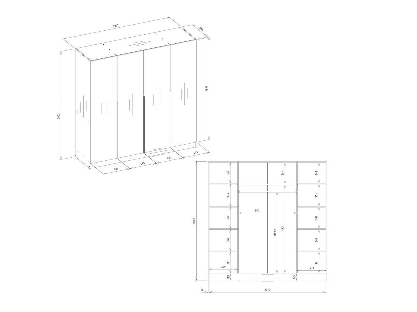 Kleiderschrank Mandeville 370 (Kaschmir + Gold)