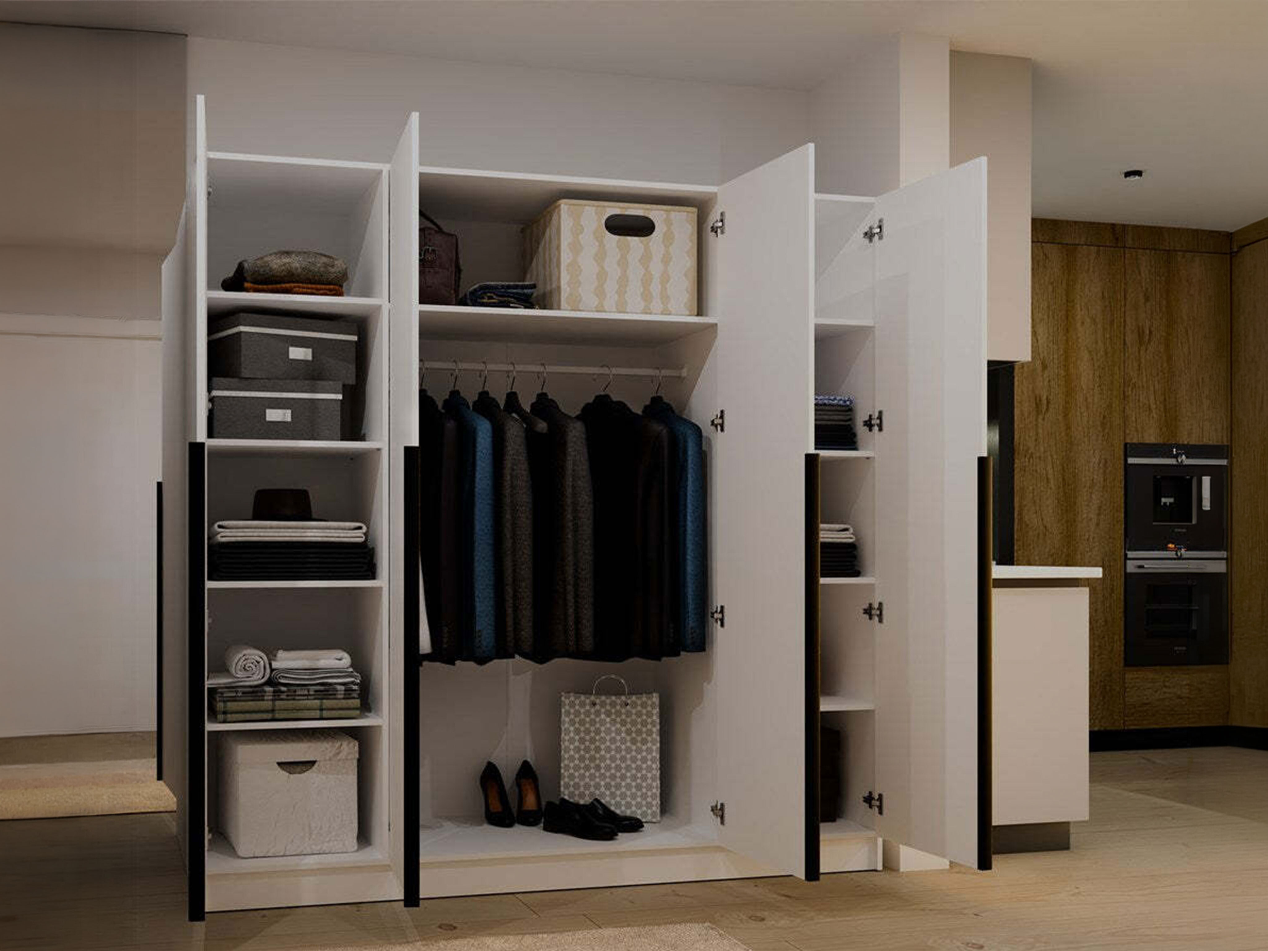 Kleiderschrank Mandeville 370 (Weiss + Schwarz)