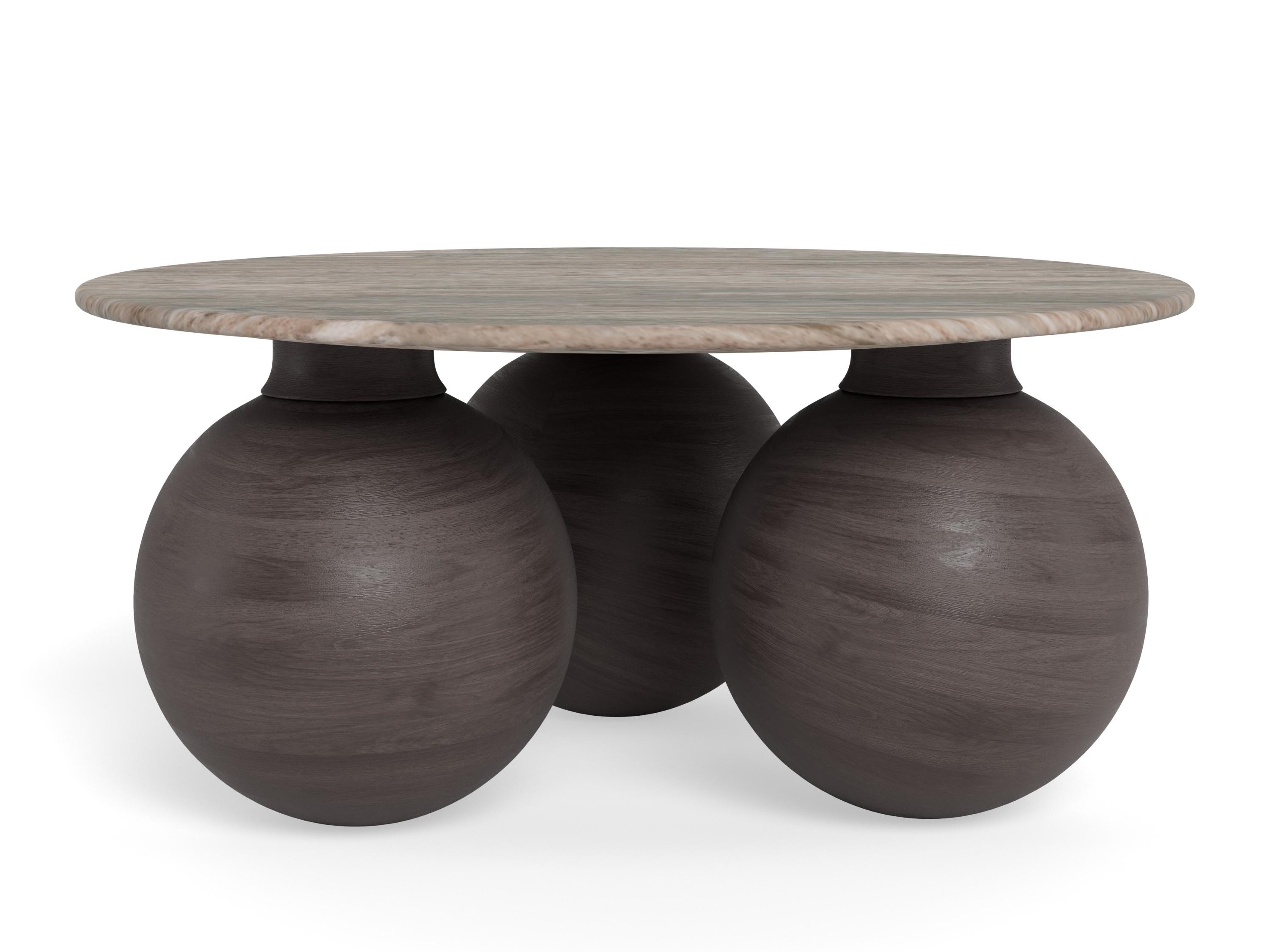 Couchtisch Norsica 1082 (Braun + Grauer Marmor)
