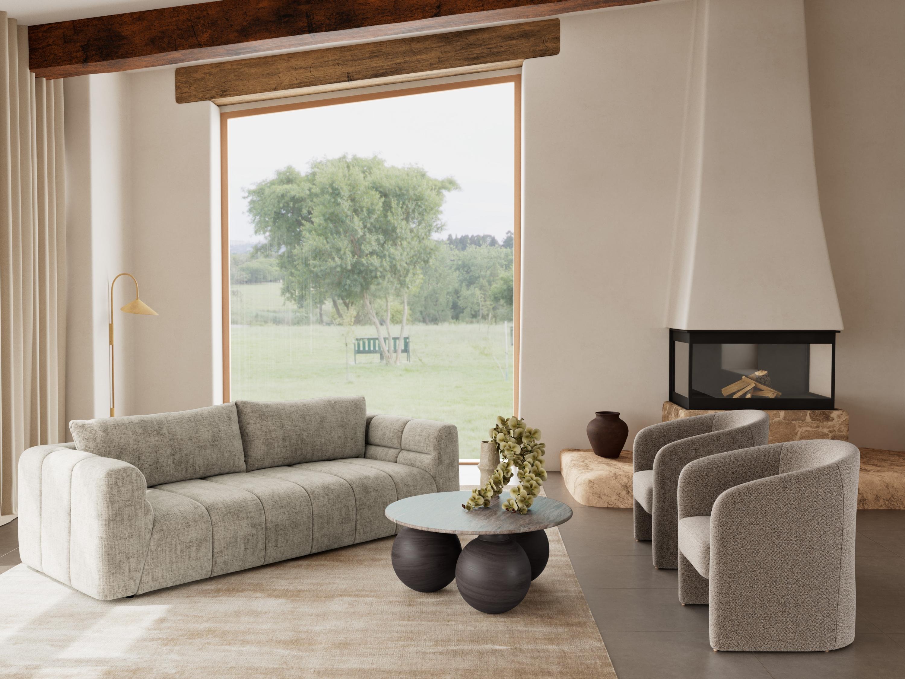 Couchtisch Norsica 1082 (Braun + Grauer Marmor)