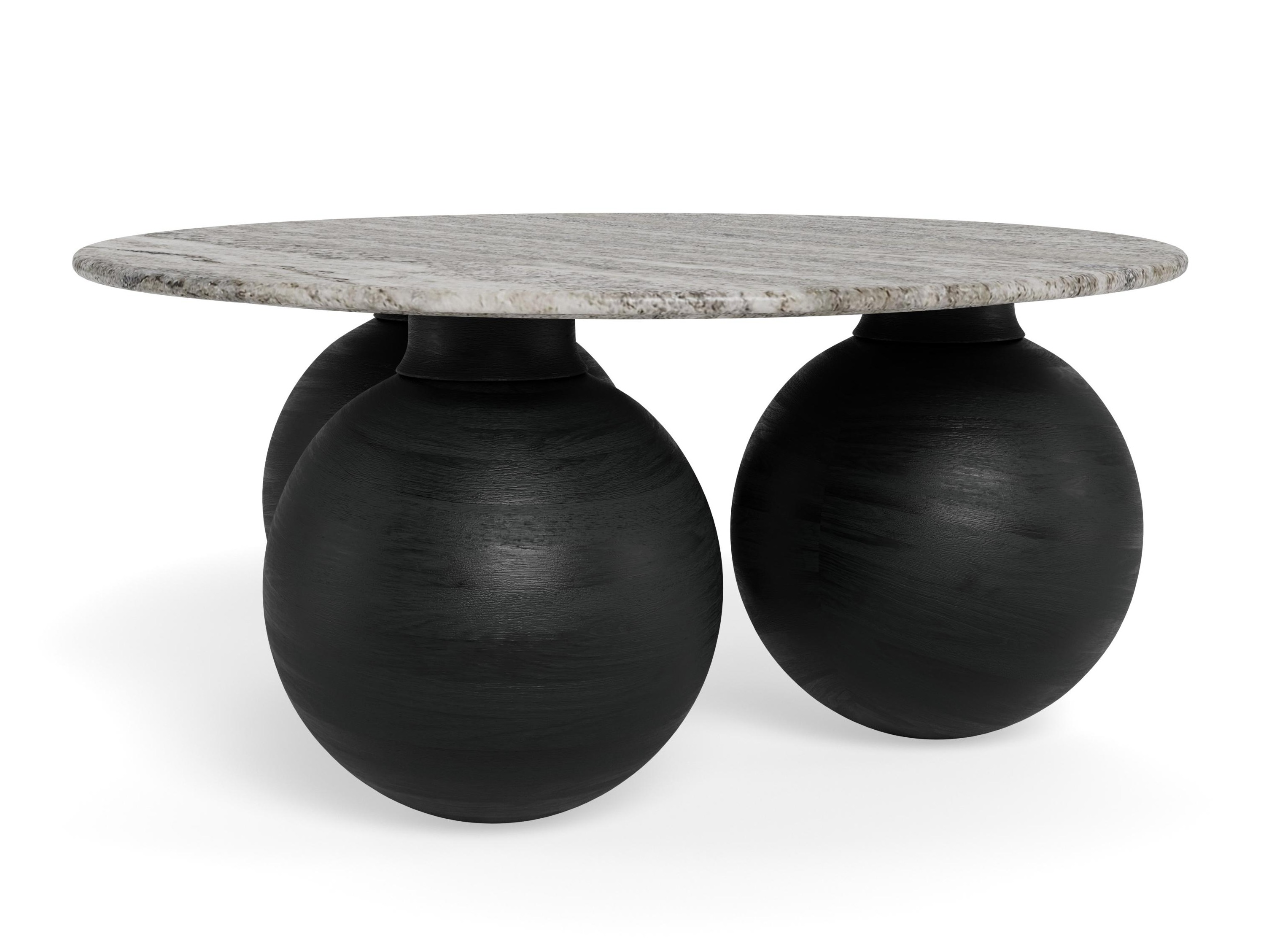 Couchtisch Norsica 1082 (Schwarz + Grauer Marmor)