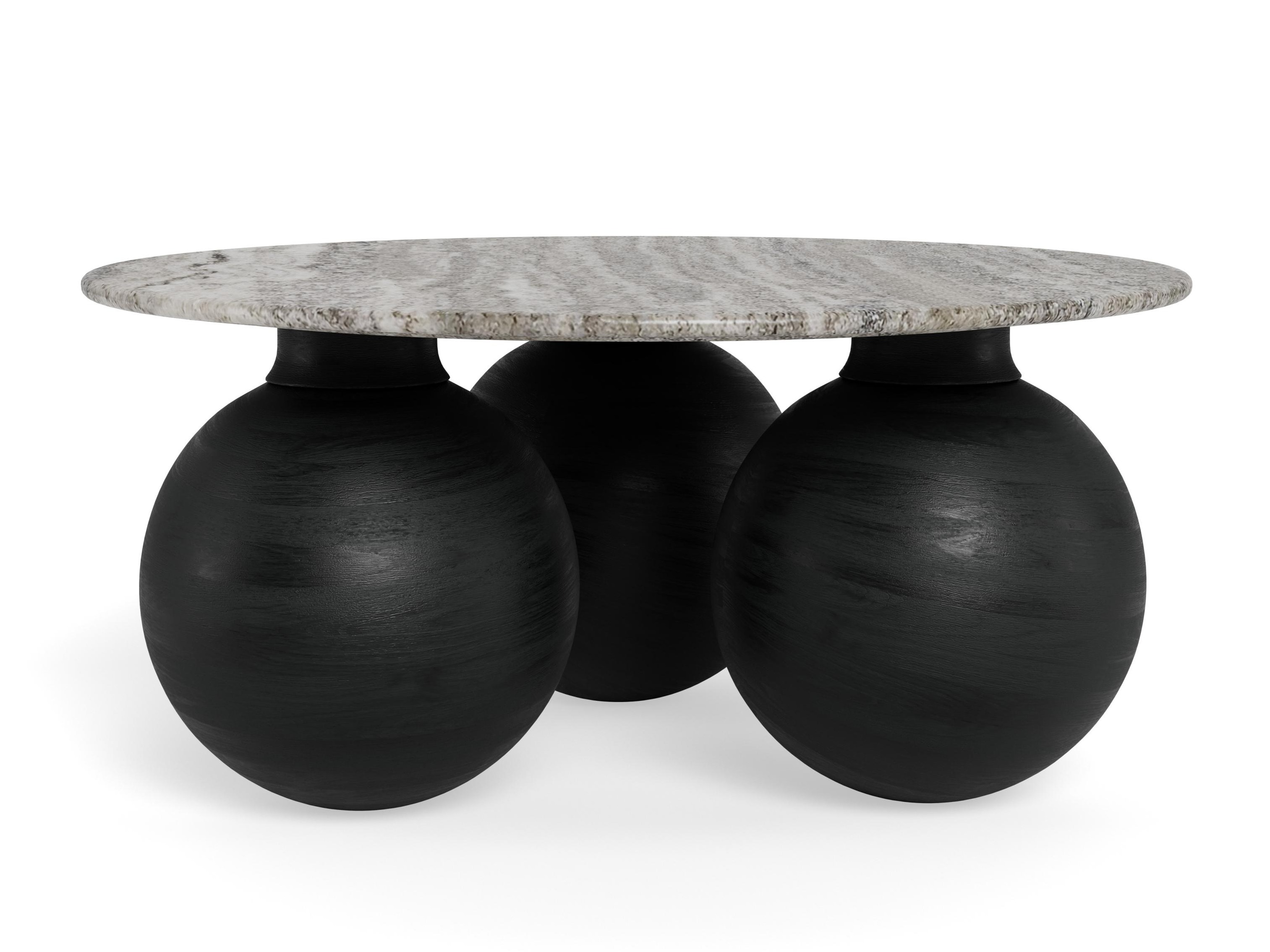 Couchtisch Norsica 1082 (Schwarz + Grauer Marmor)