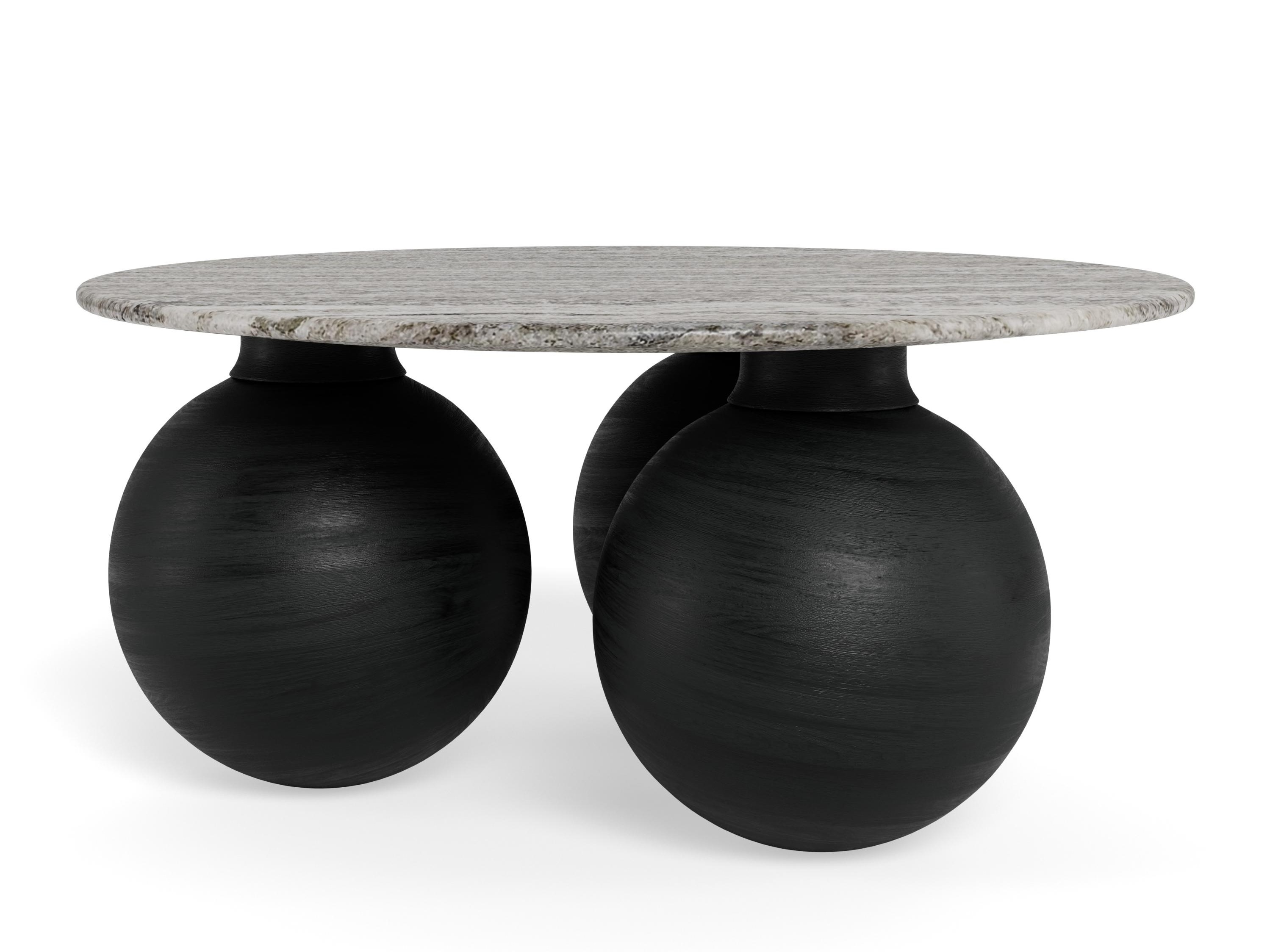 Couchtisch Norsica 1082 (Schwarz + Grauer Marmor)