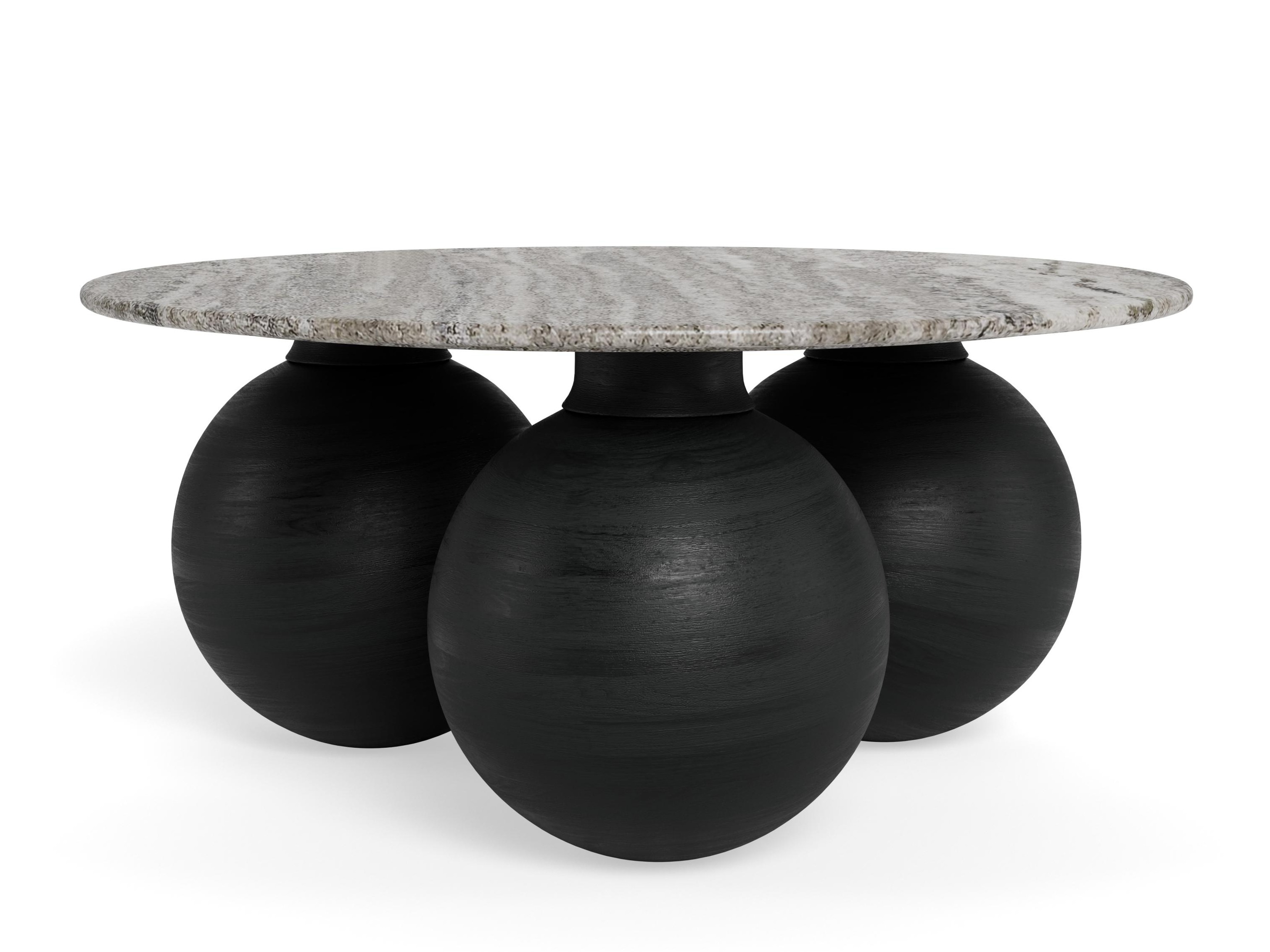 Couchtisch Norsica 1082 (Schwarz + Grauer Marmor)