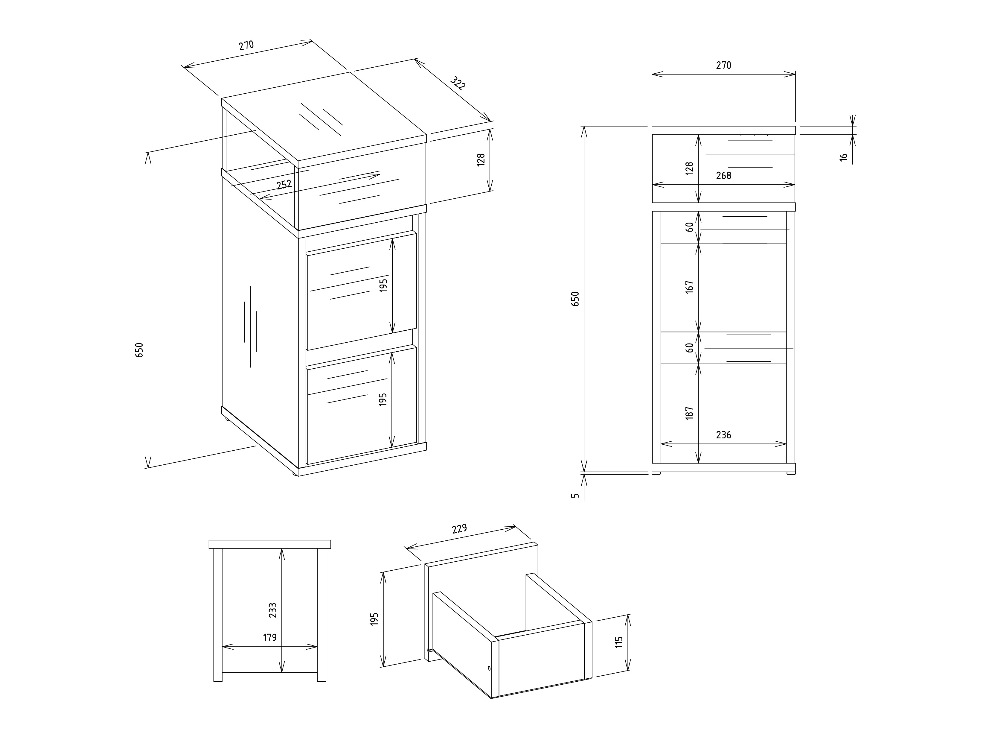 Nachttisch Mandeville 373 (Weiss)