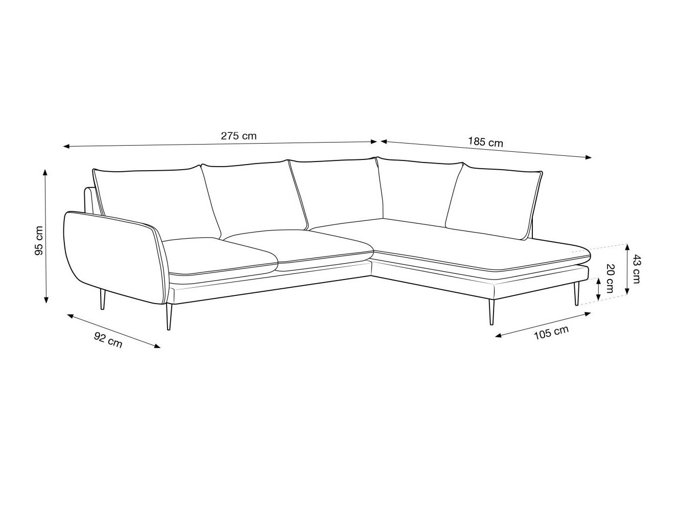 Ecksofa Ferlevi 130 (Ascot Black)