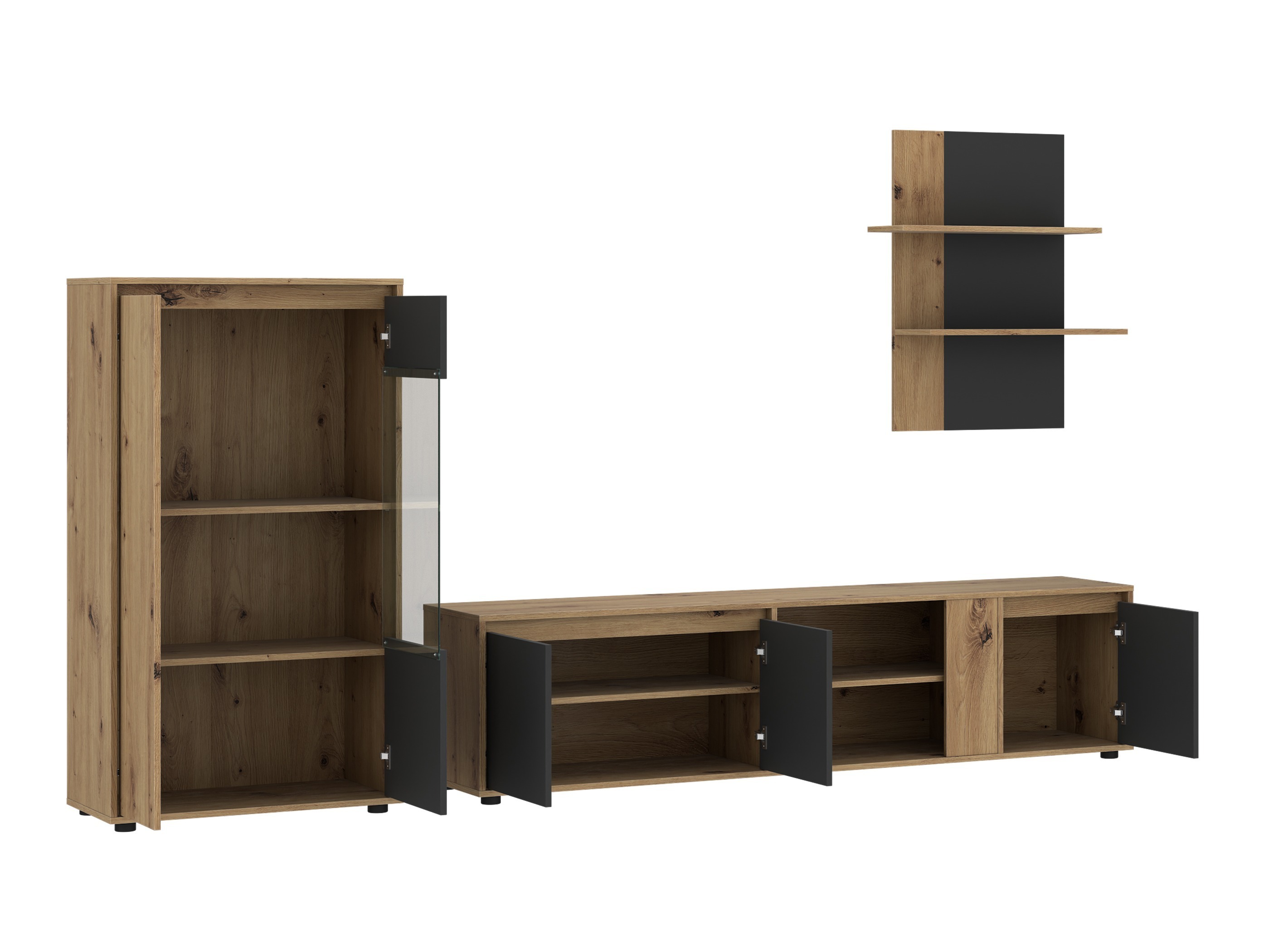 Wohnzimmer-Sets Ontario 226 (Anthrazit + Artisan Eichenholzoptik)