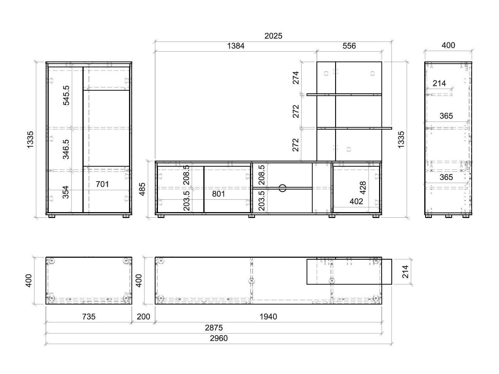 Wohnzimmer-Sets Ontario 226 (Anthrazit + Artisan Eichenholzoptik)