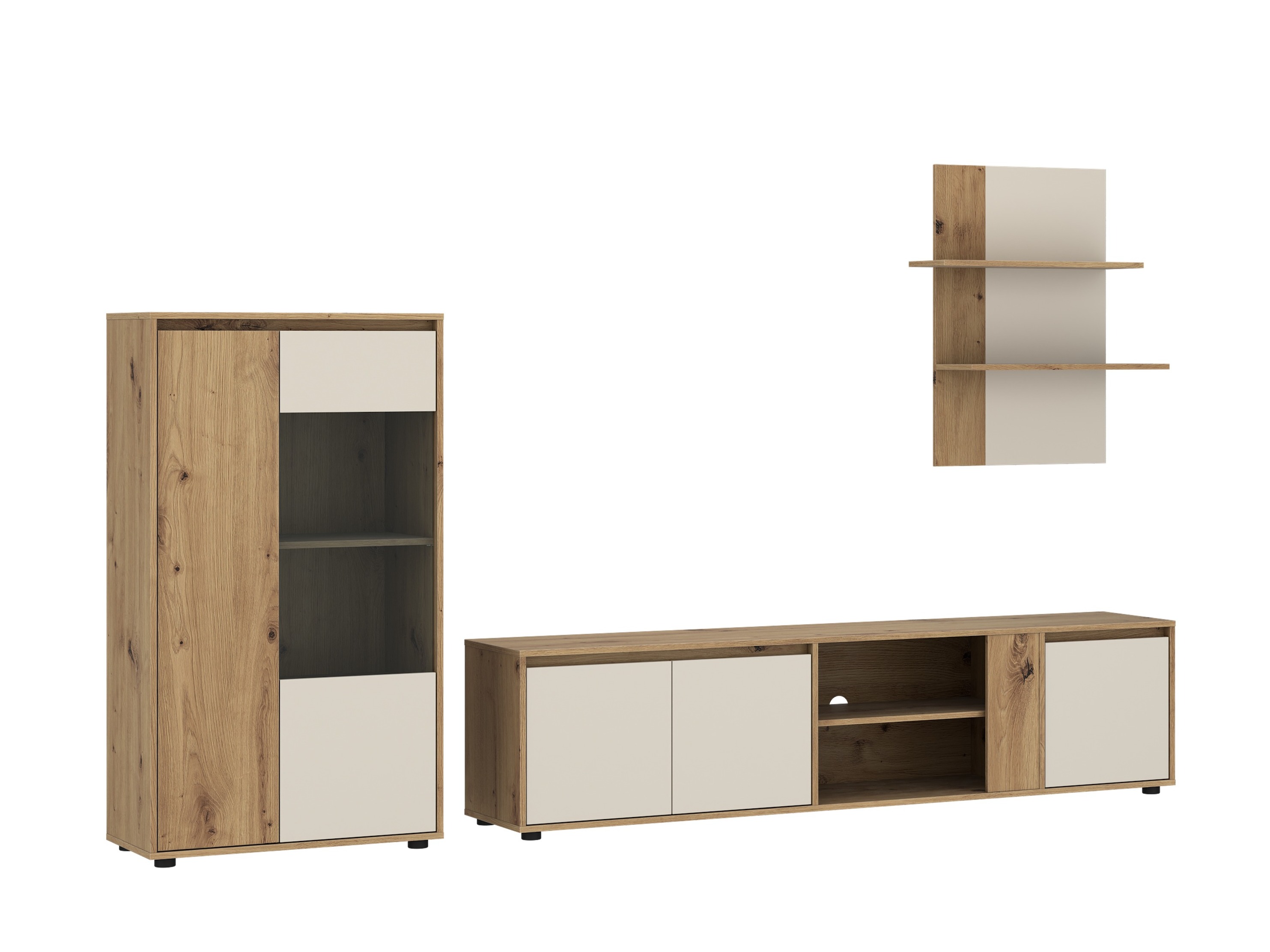 Wohnzimmer-Sets Ontario 226 (Kaschmir + Artisan Eichenholzoptik)