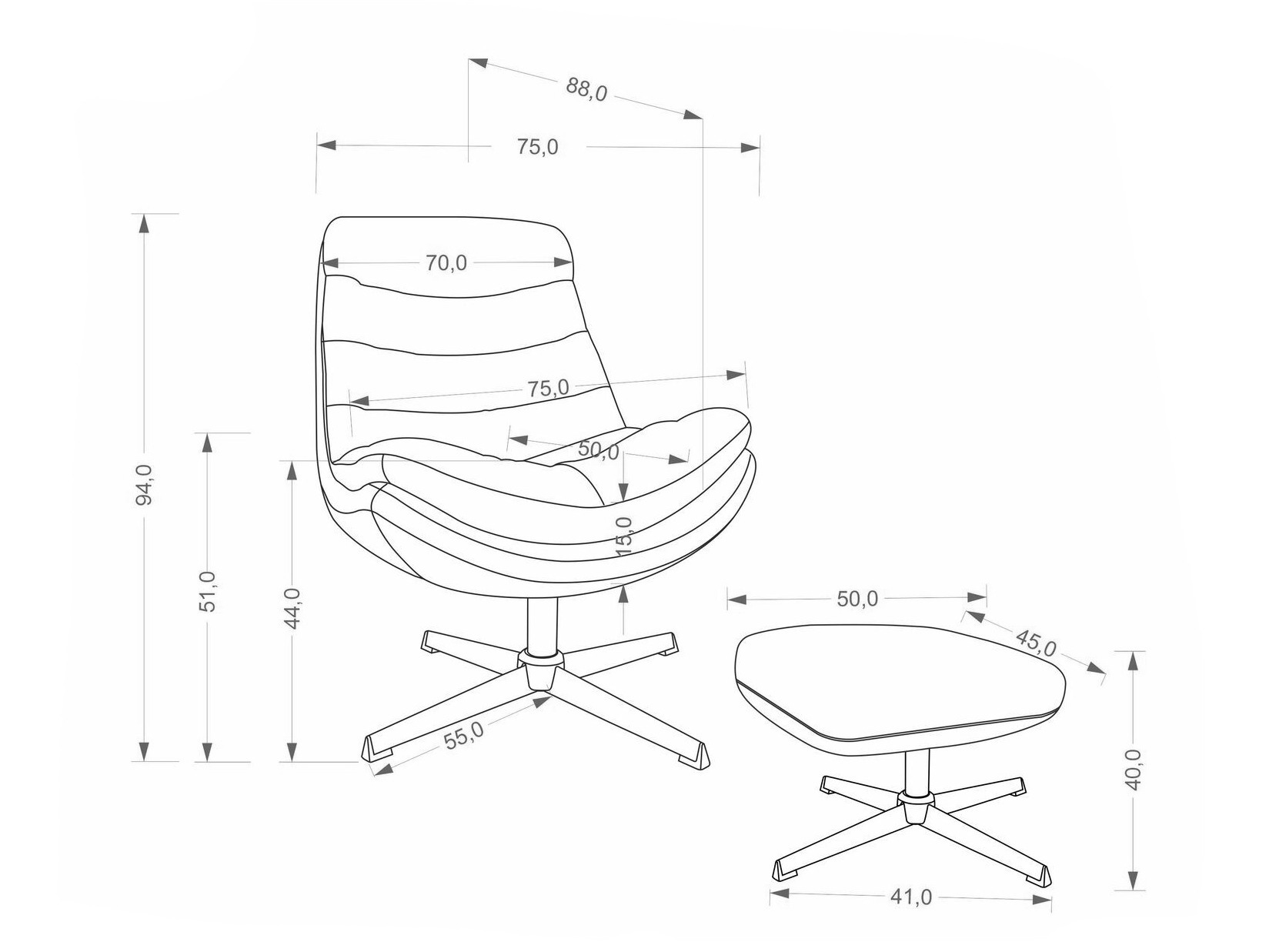 Sessel Houston 2134 (Grau)