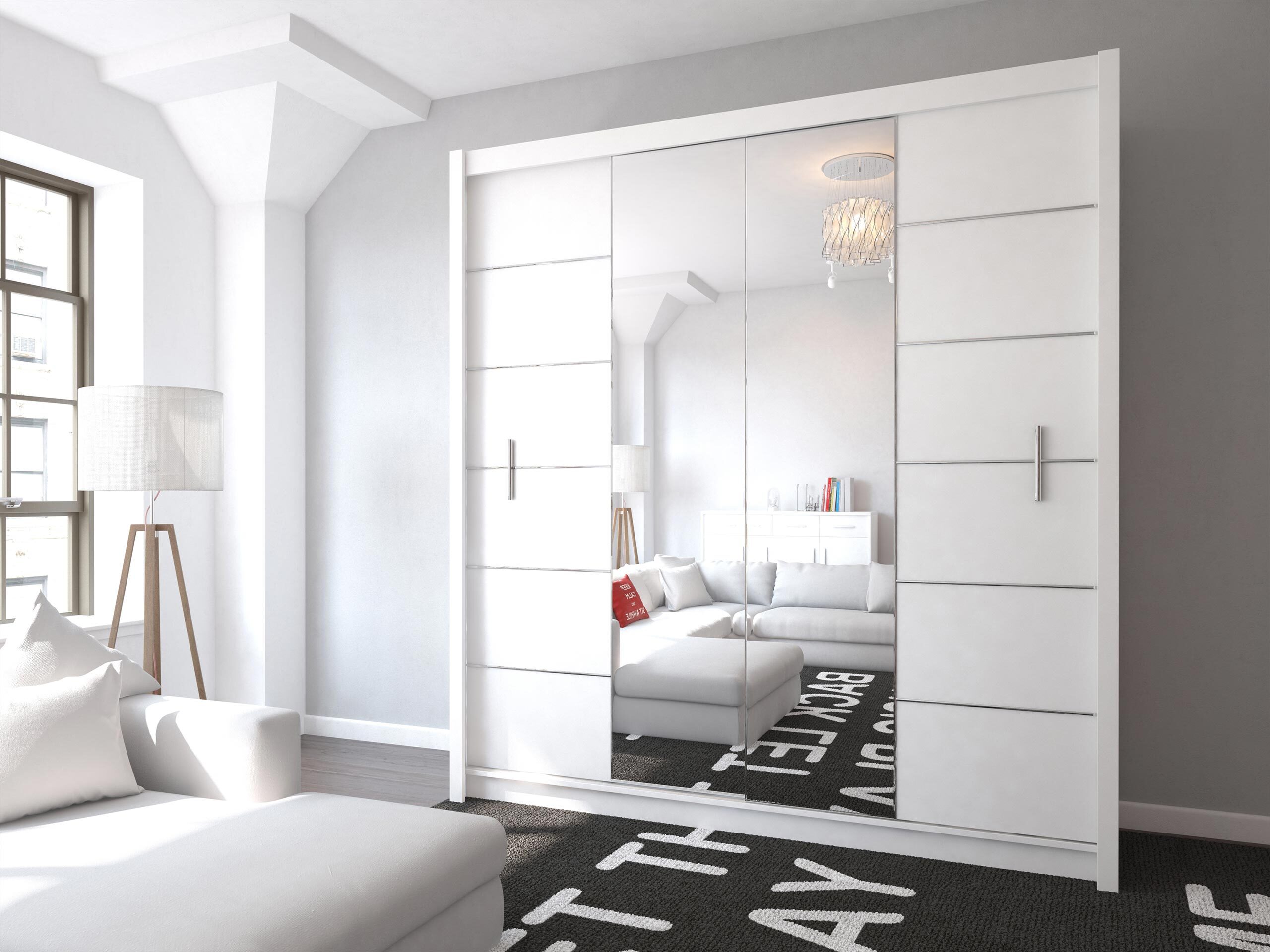 Kleiderschrank Honolulu 193 (Weiss + spiegel)